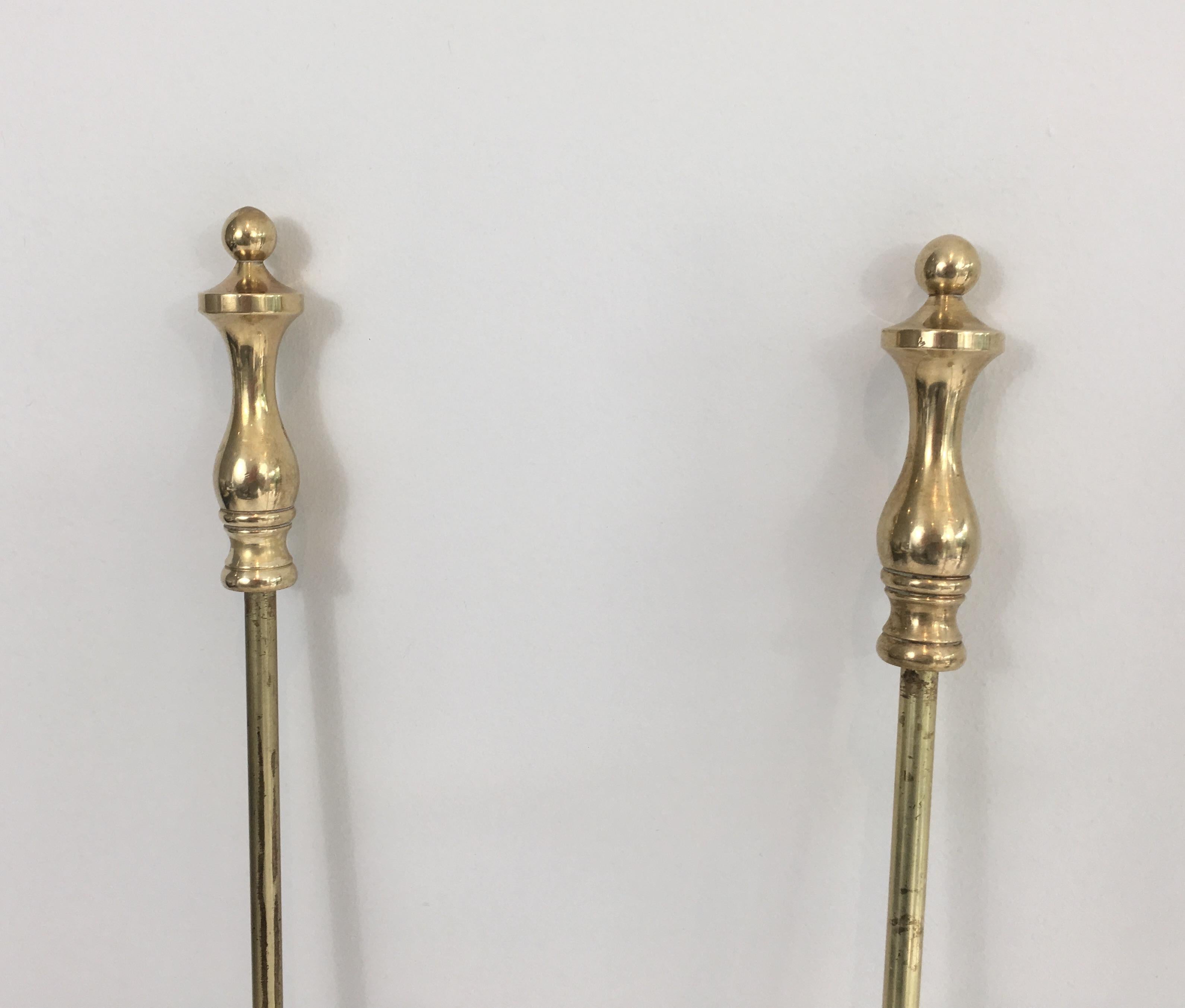 Brass Fire Place Tools, French, circa 1970 6