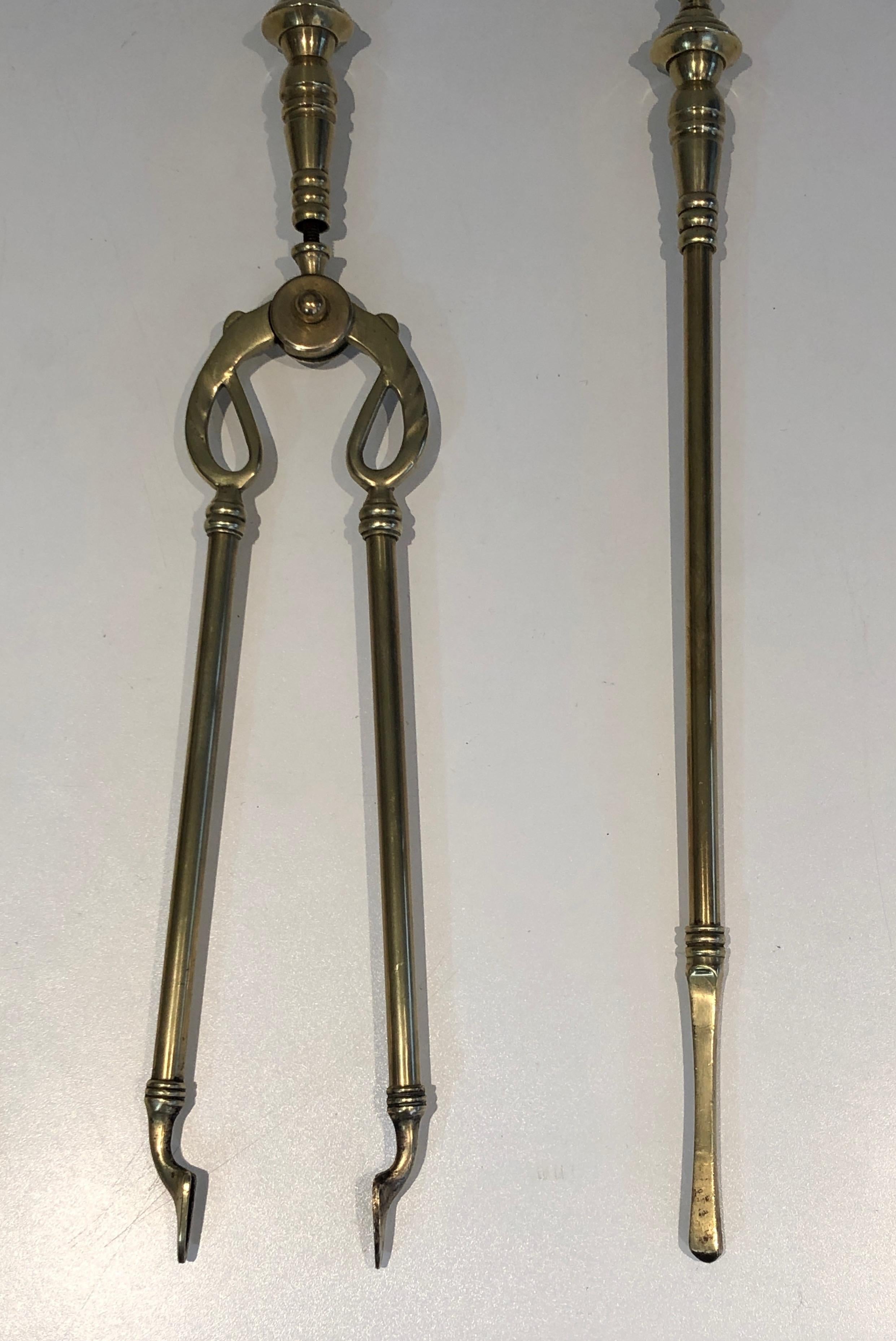 Brass Fire Place Tools, French, Circa 1970 9