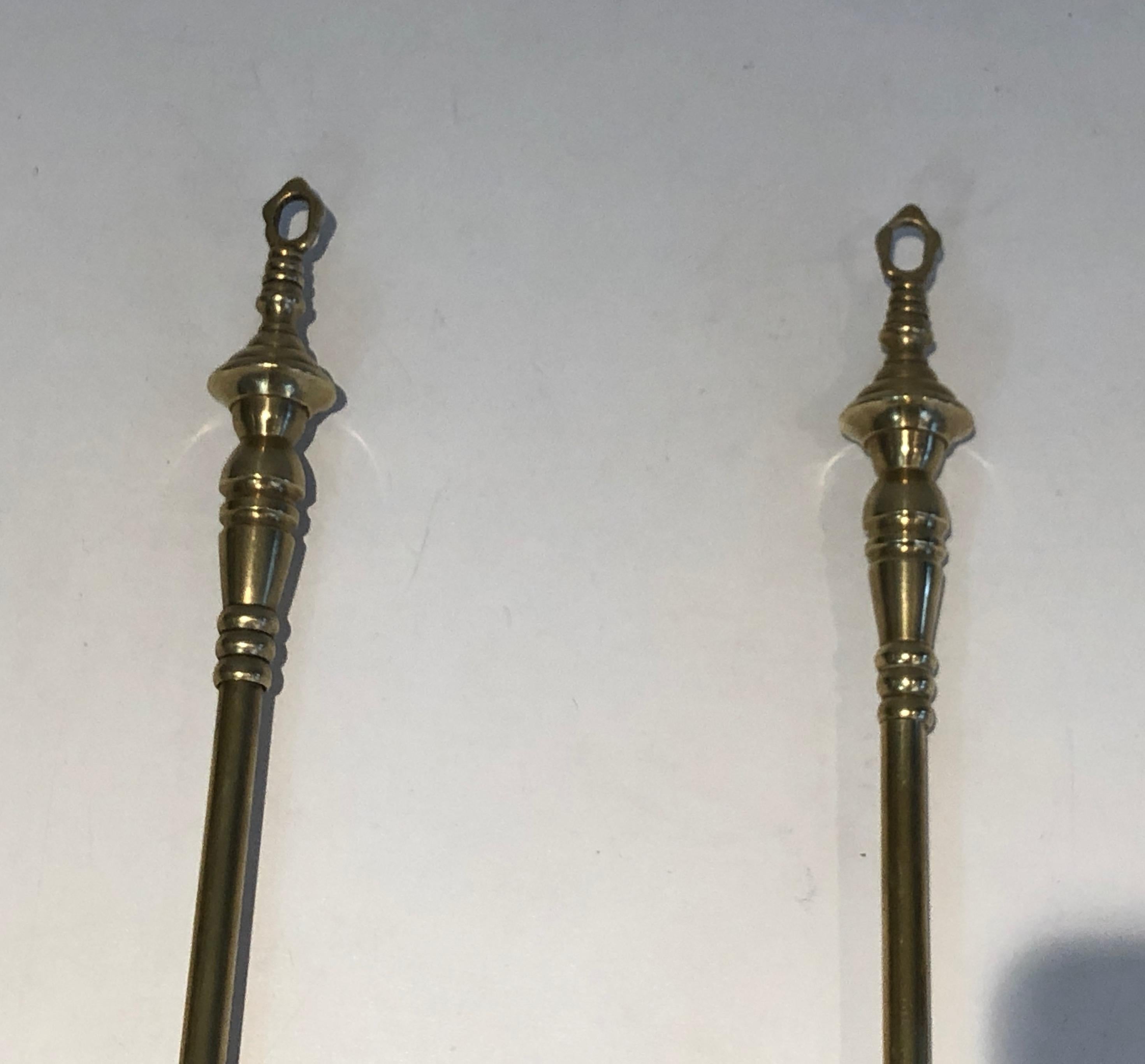 Brass Fire Place Tools, French, Circa 1970 10