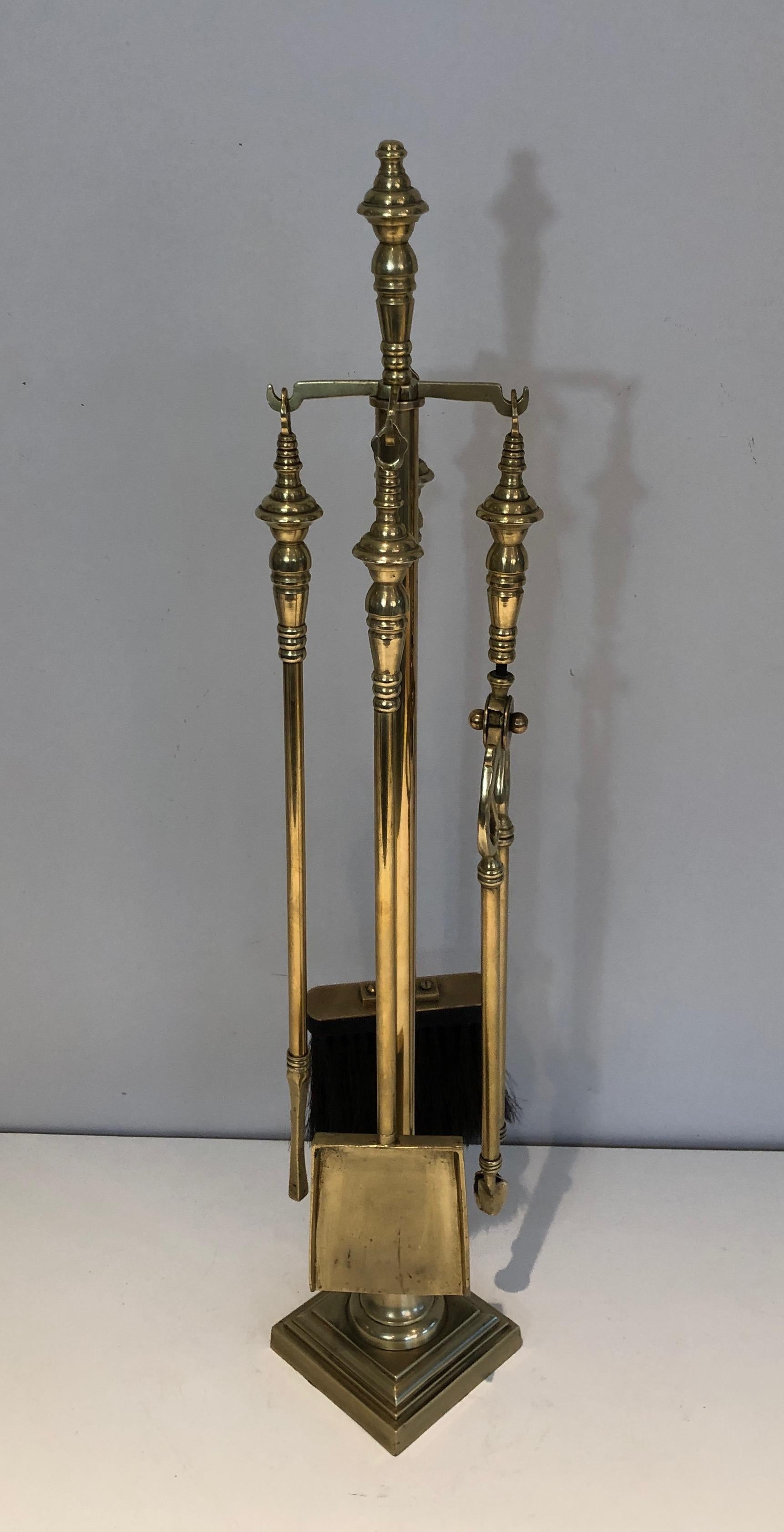 Neoclassical Brass Fire Place Tools, French, Circa 1970