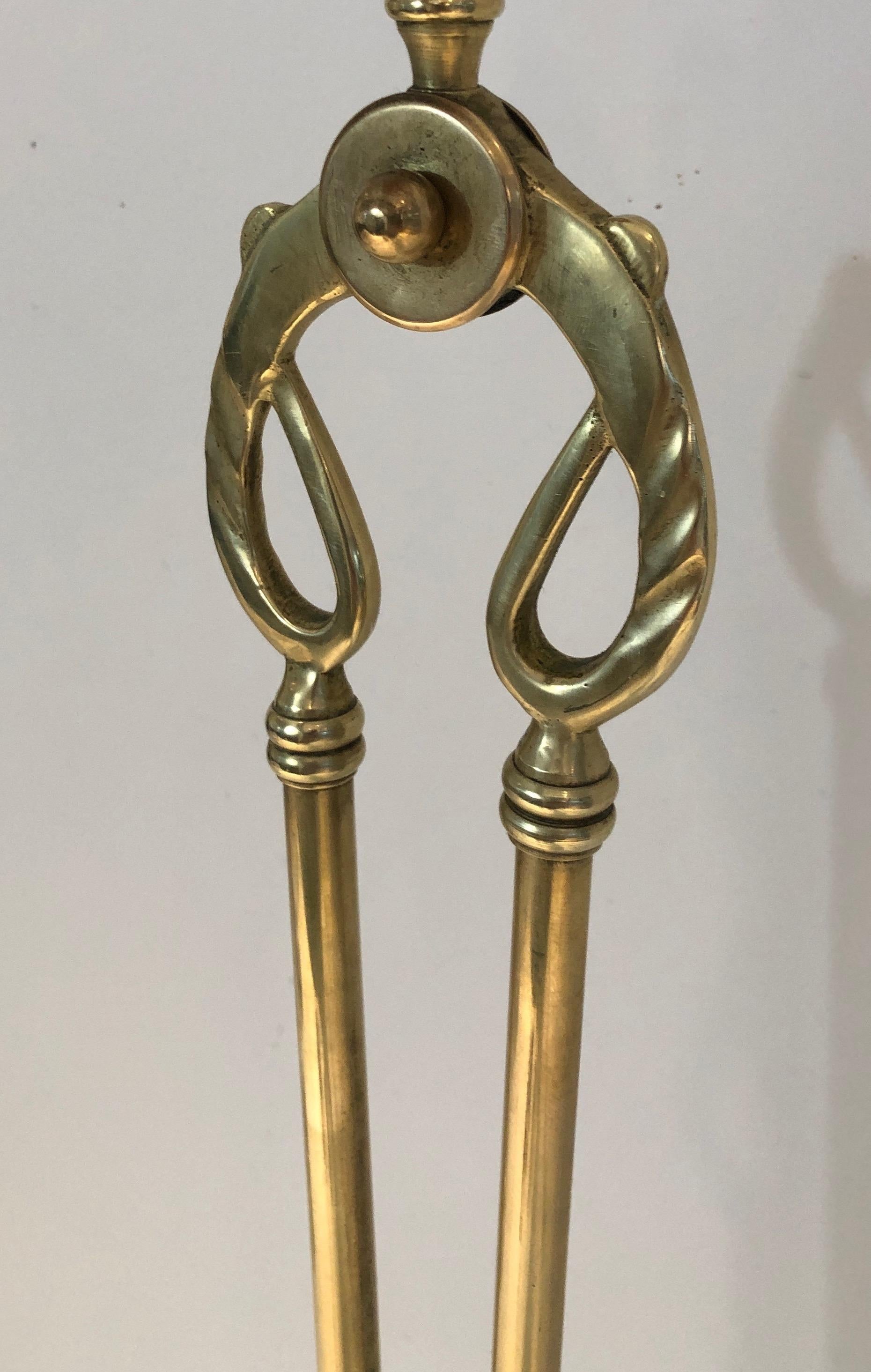 Brass Fire Place Tools, French, Circa 1970 16