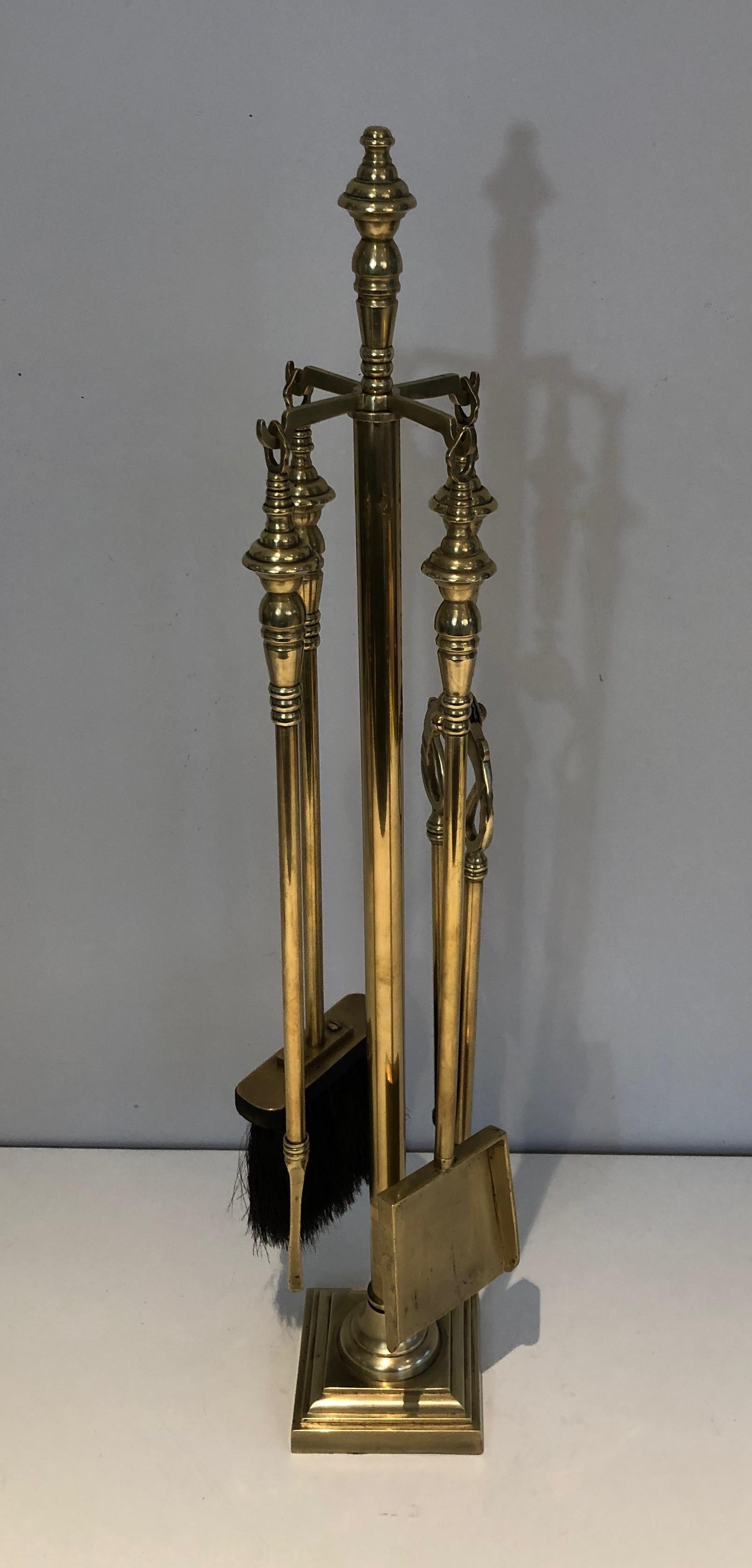 Brass Fire Place Tools, French, Circa 1970 In Good Condition In Marcq-en-Barœul, Hauts-de-France