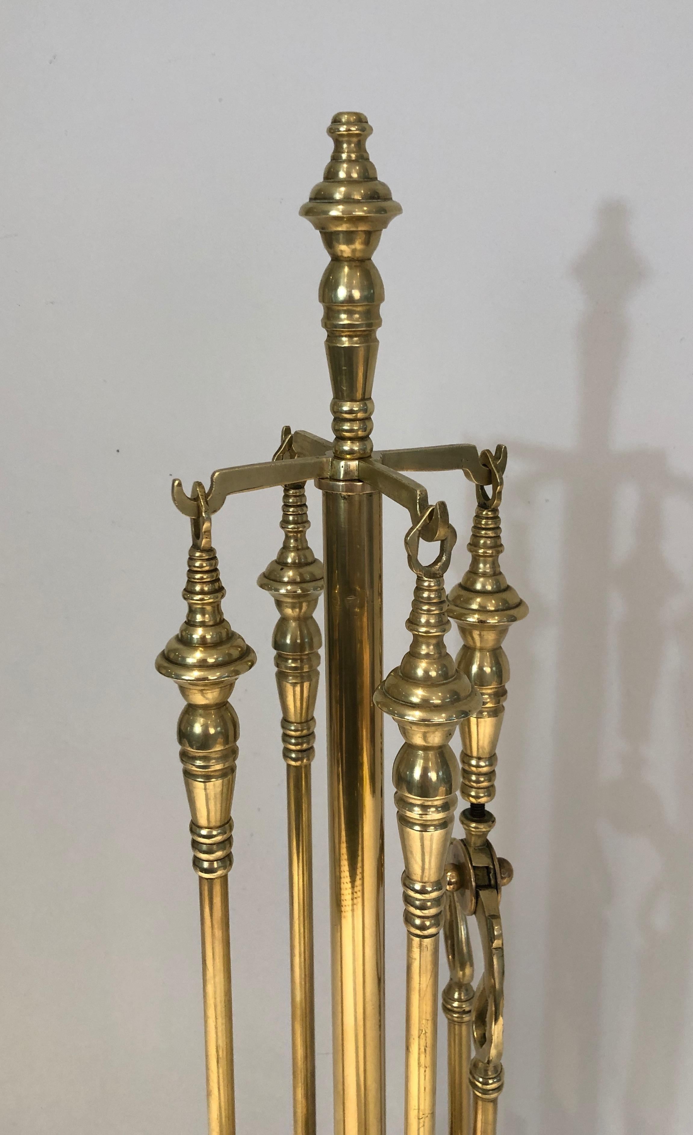 Late 20th Century Brass Fire Place Tools, French, Circa 1970