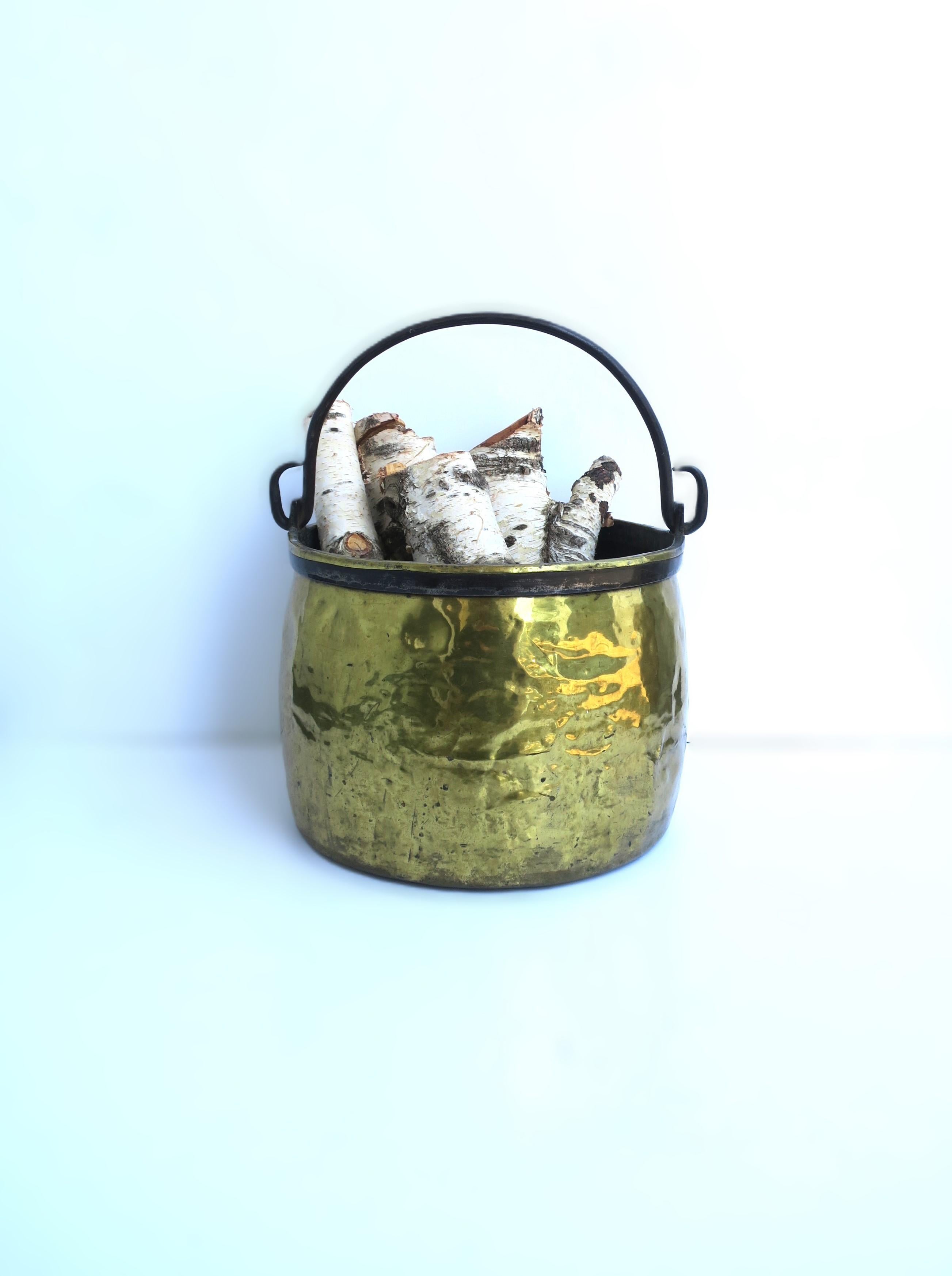 Dutch Brass Fireplace Firewood Pot Bucket For Sale