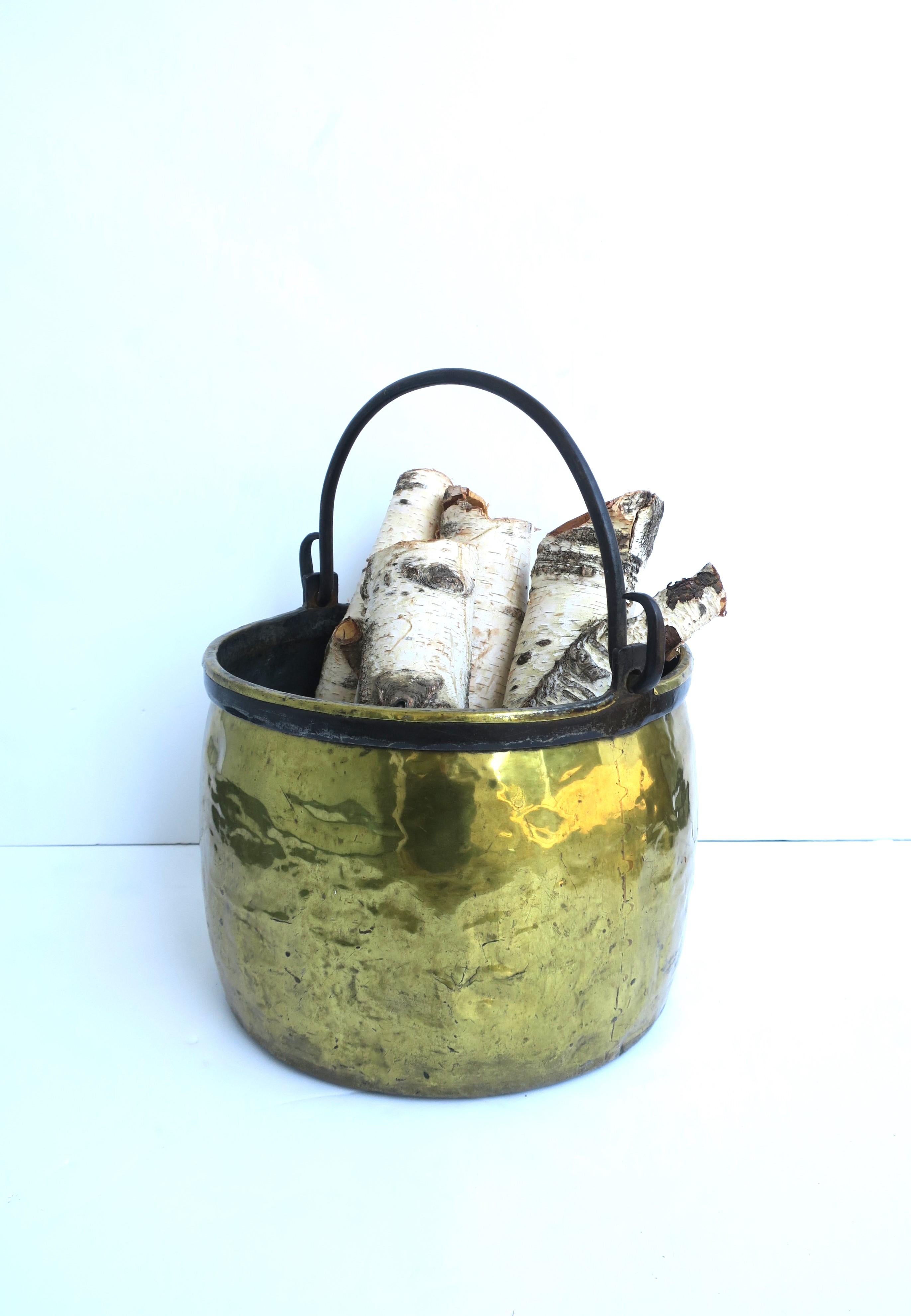 Forged Brass Fireplace Firewood Pot Bucket For Sale