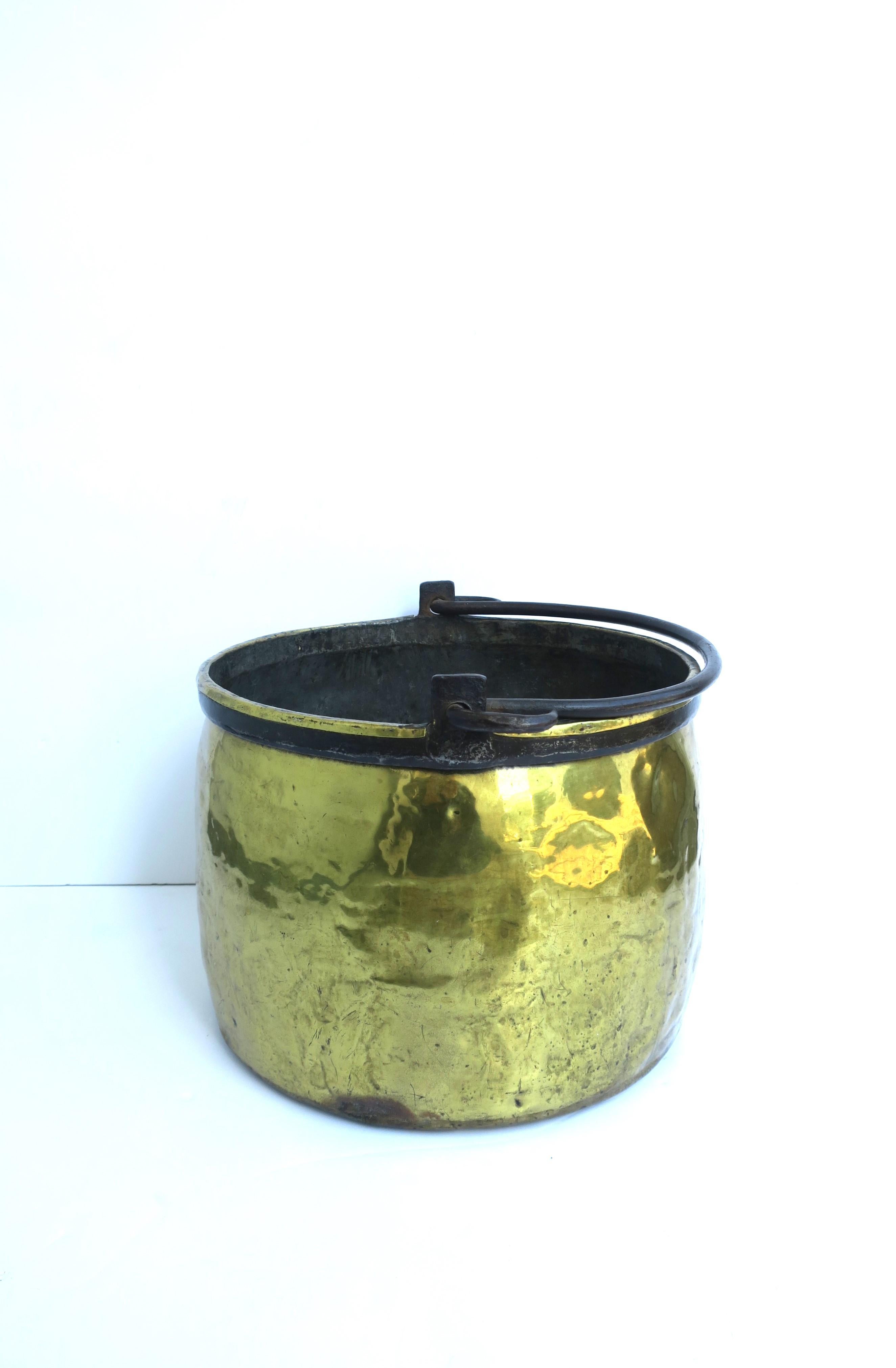 Iron Brass Fireplace Firewood Pot Bucket For Sale
