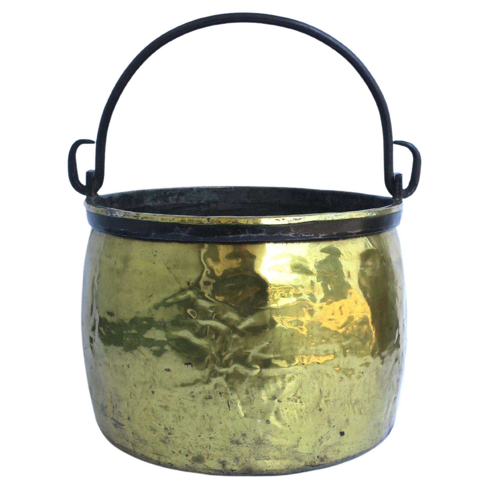 Brass Fireplace Firewood Pot Bucket For Sale