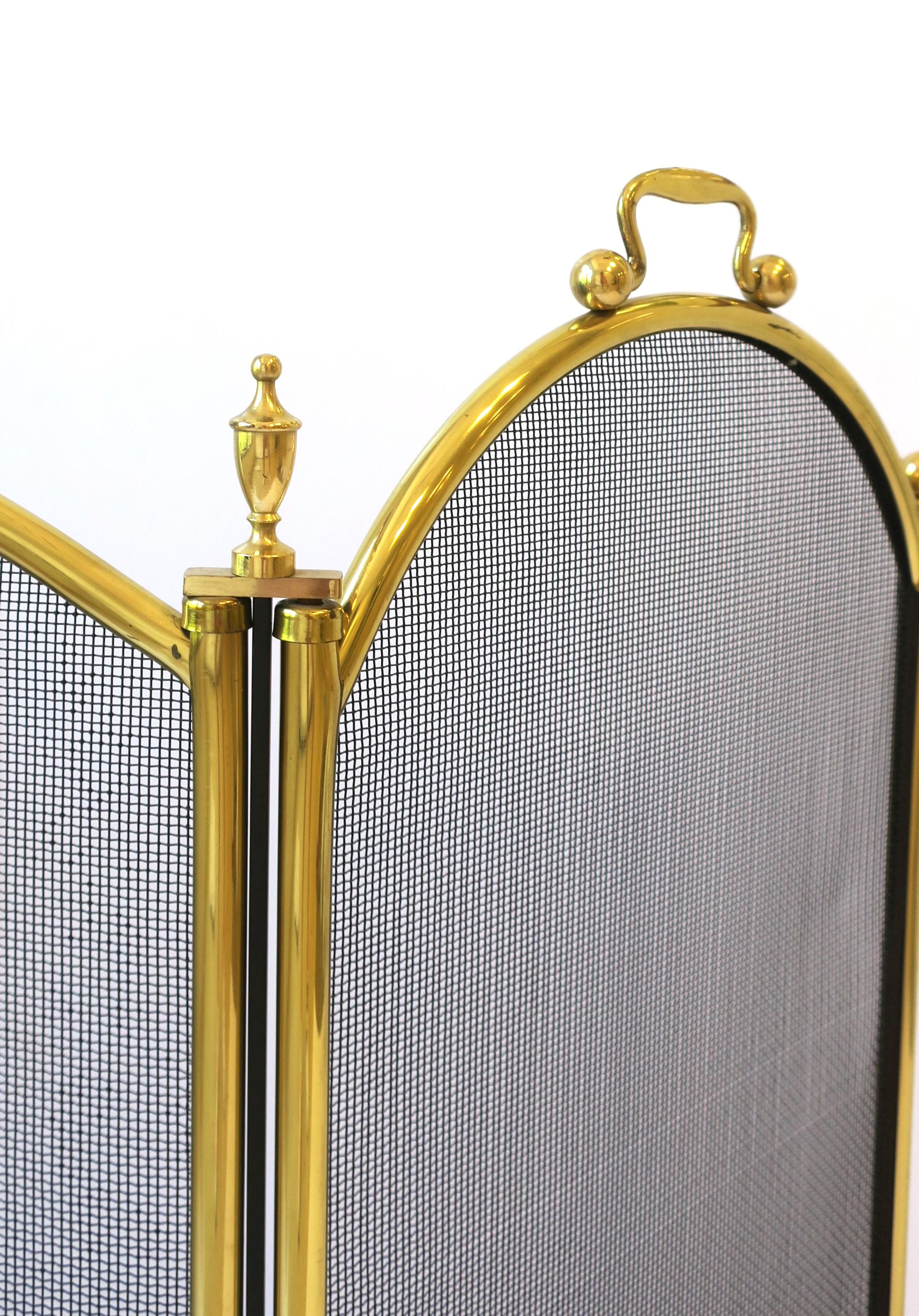 Brass Fireplace Screen with Finial Detail 5