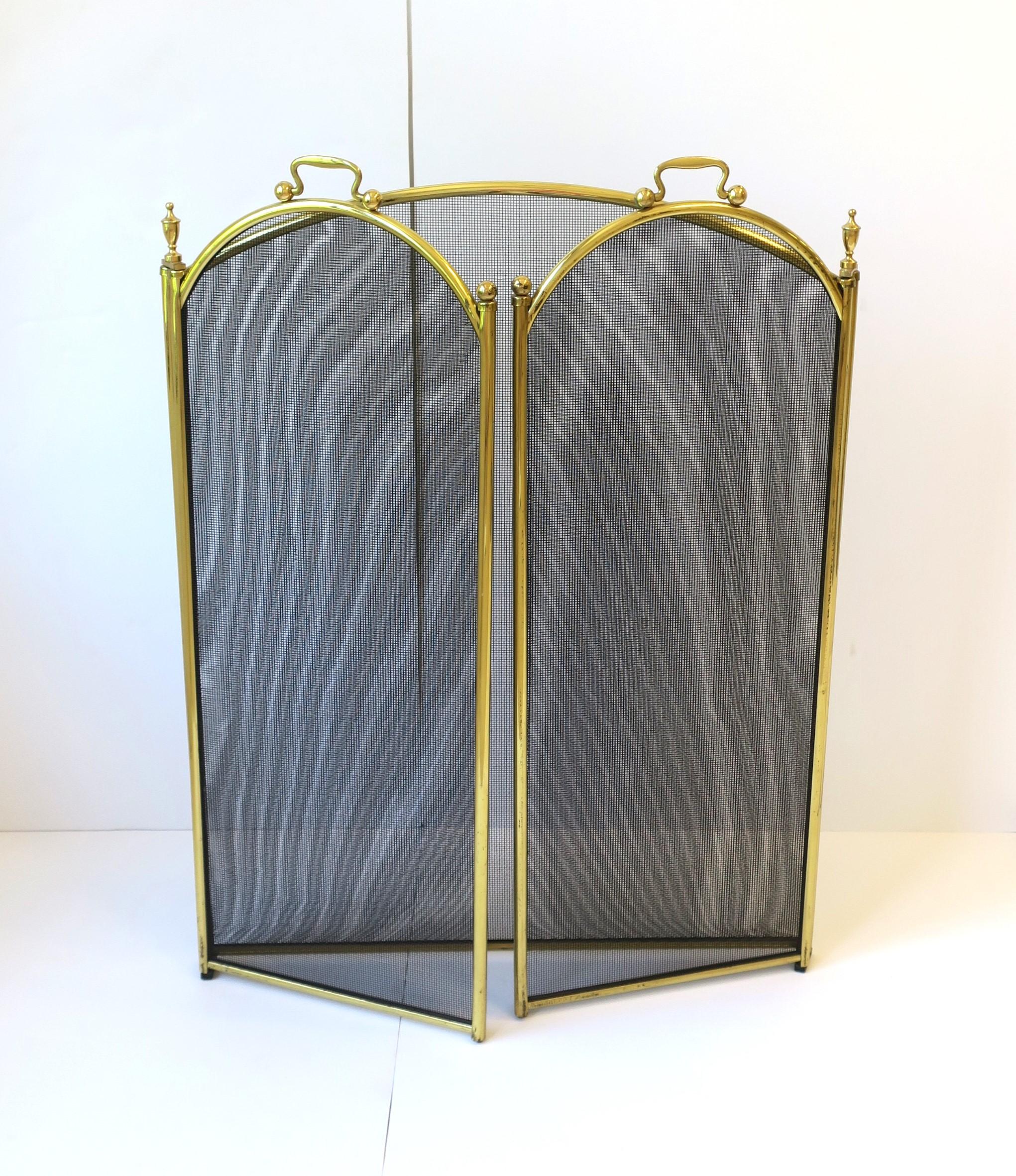Brass Fireplace Screen with Finial Detail 6
