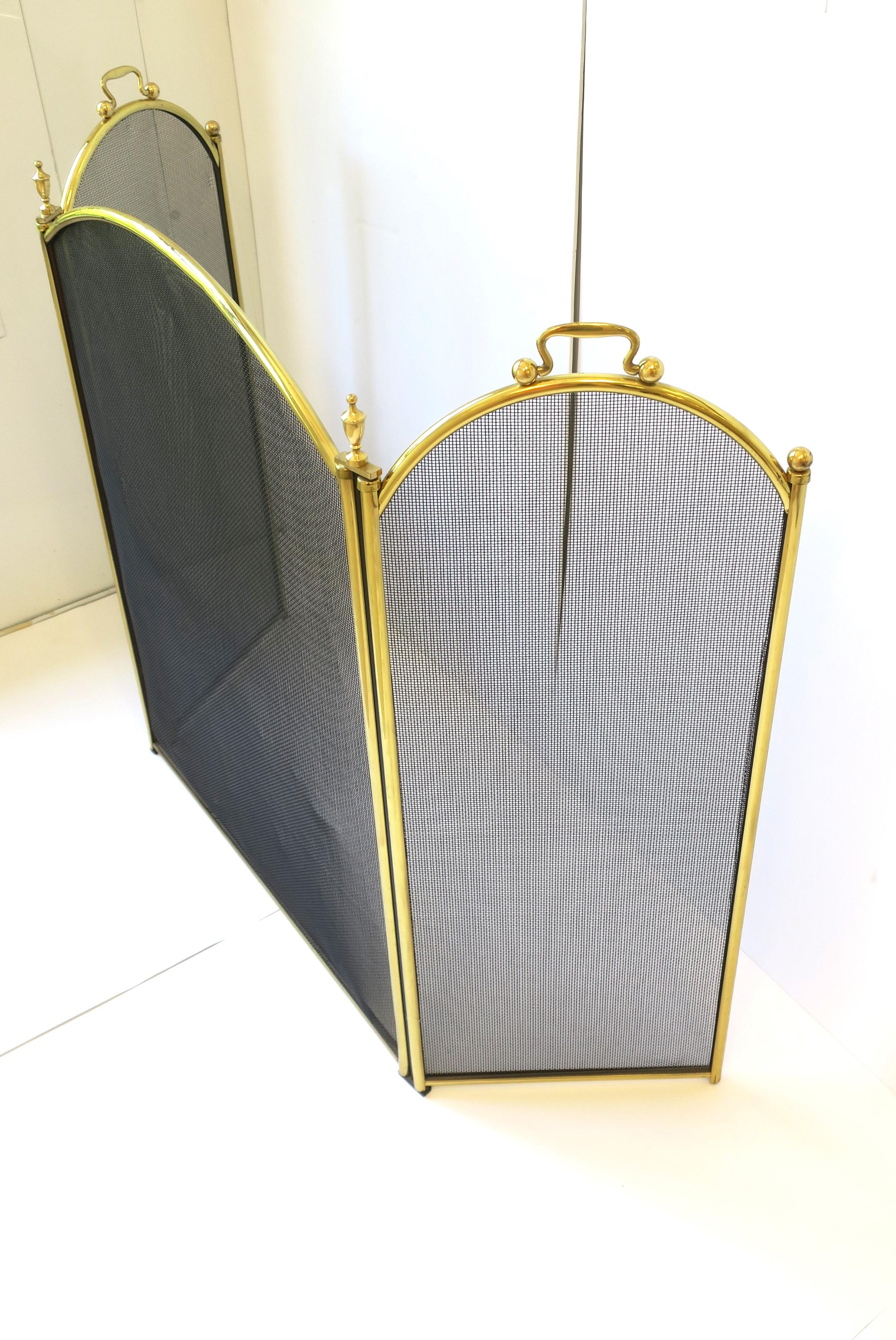 Brass Fireplace Screen with Finial Detail 2
