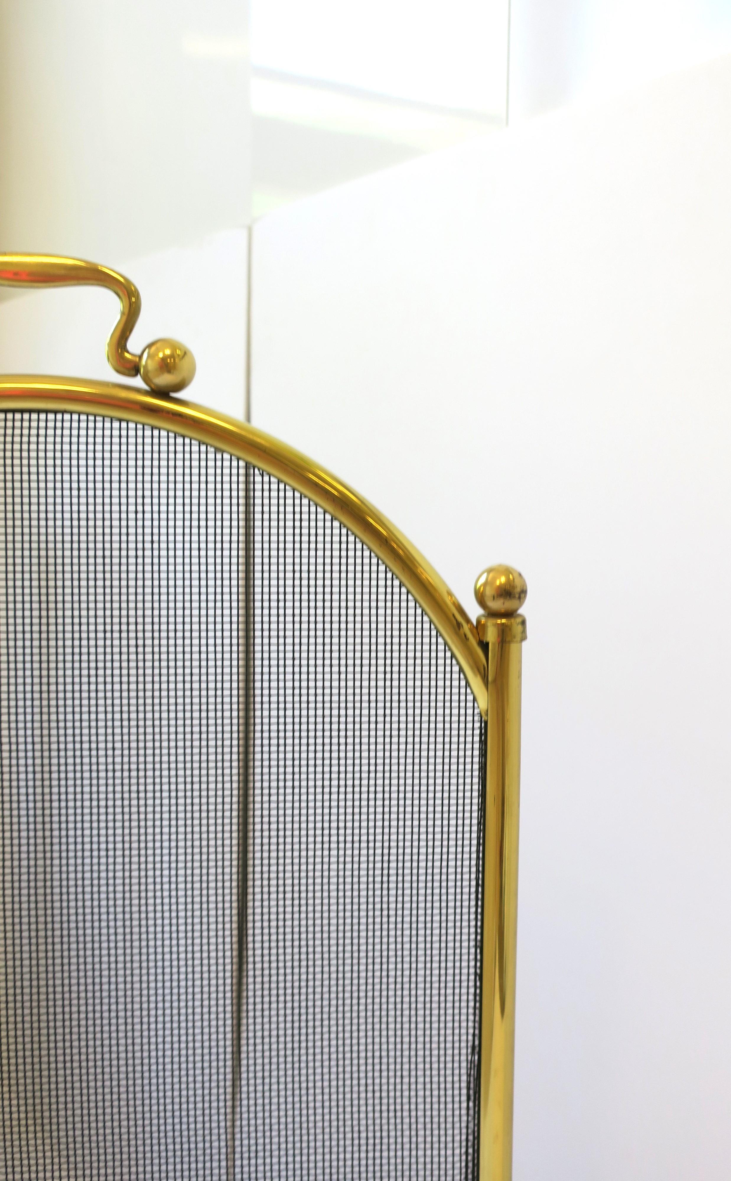 Brass Fireplace Screen with Finial Detail 4