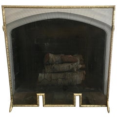 Vintage Brass Fireplace Screen with Leaf Detais