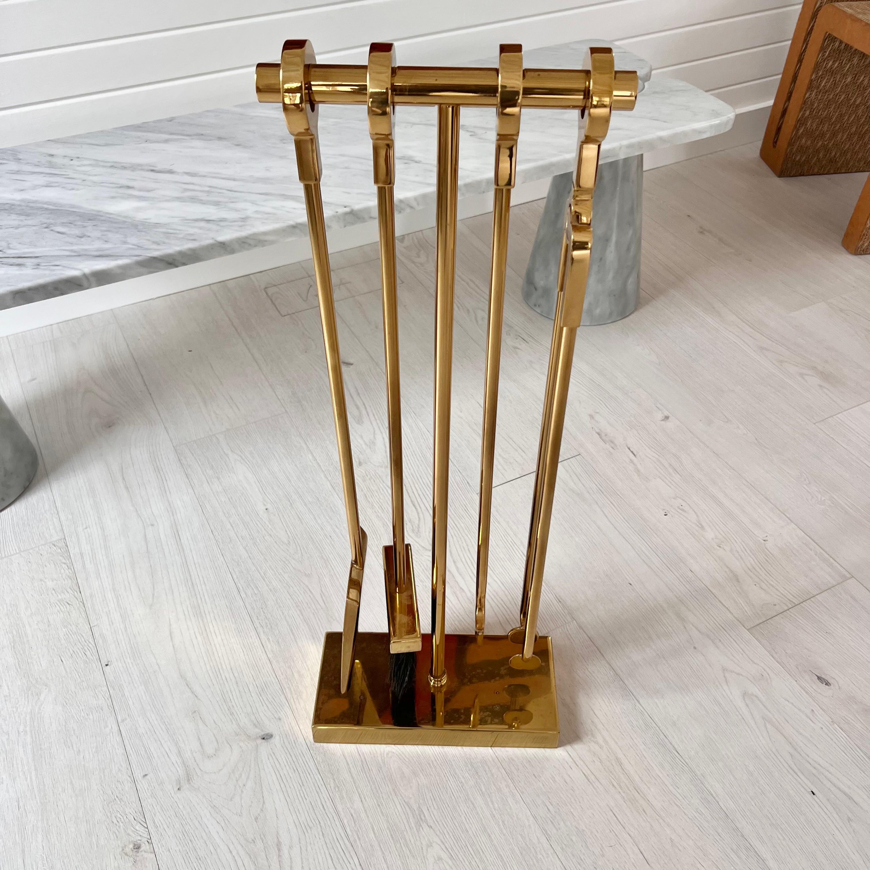 Late 20th Century Brass Fireplace Set by Danny Alessandro, 1980s USA