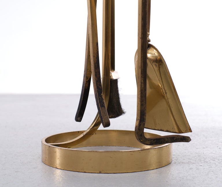 Brass Fireplace Tool Set 1970s Regency For Sale at 1stDibs