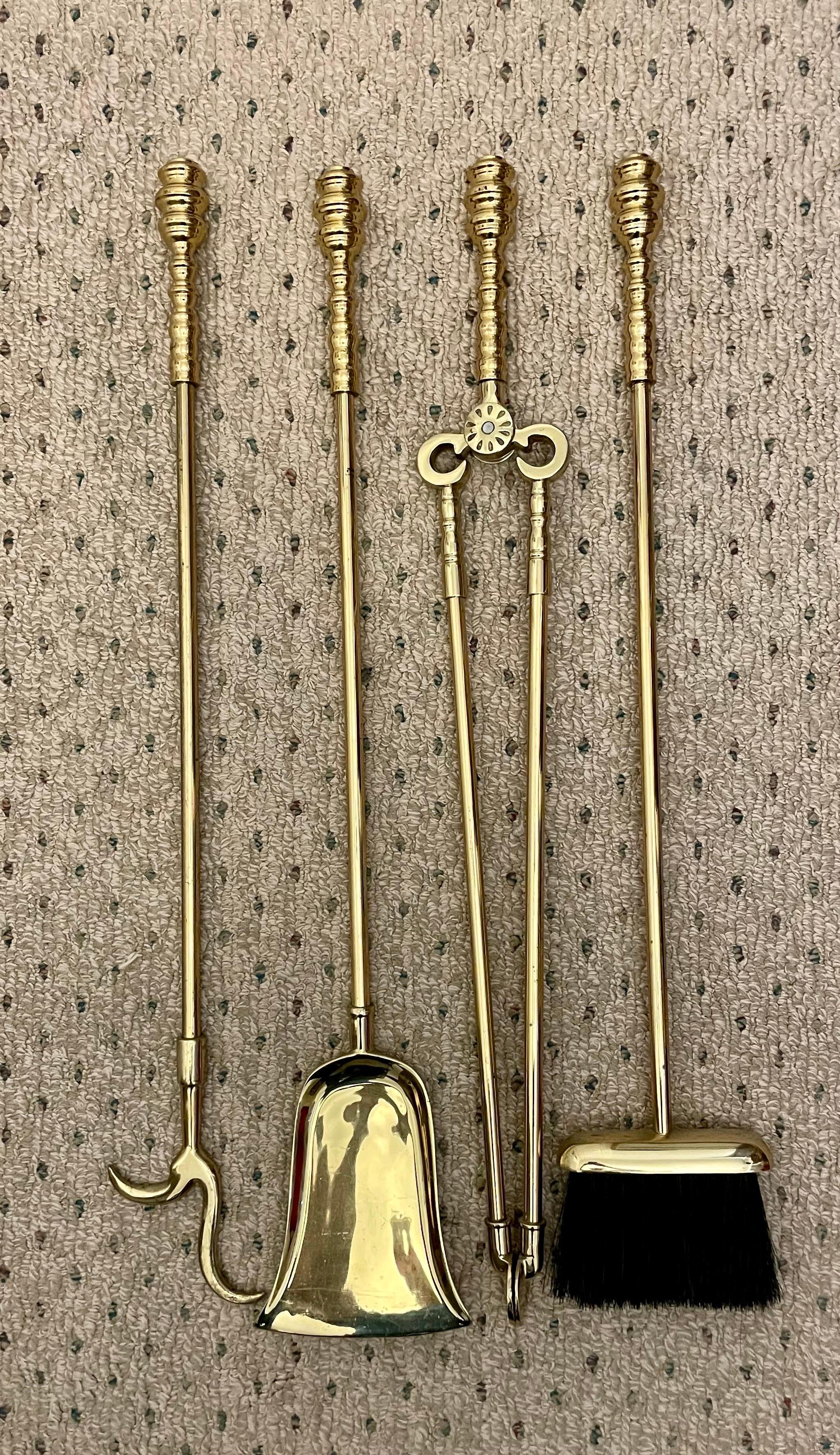 20th Century  Brass Fireplace Tool Set by  Virginia Metalcrafters