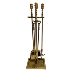 Brass Fireplace Tool Set by Virginia Metalcrafters