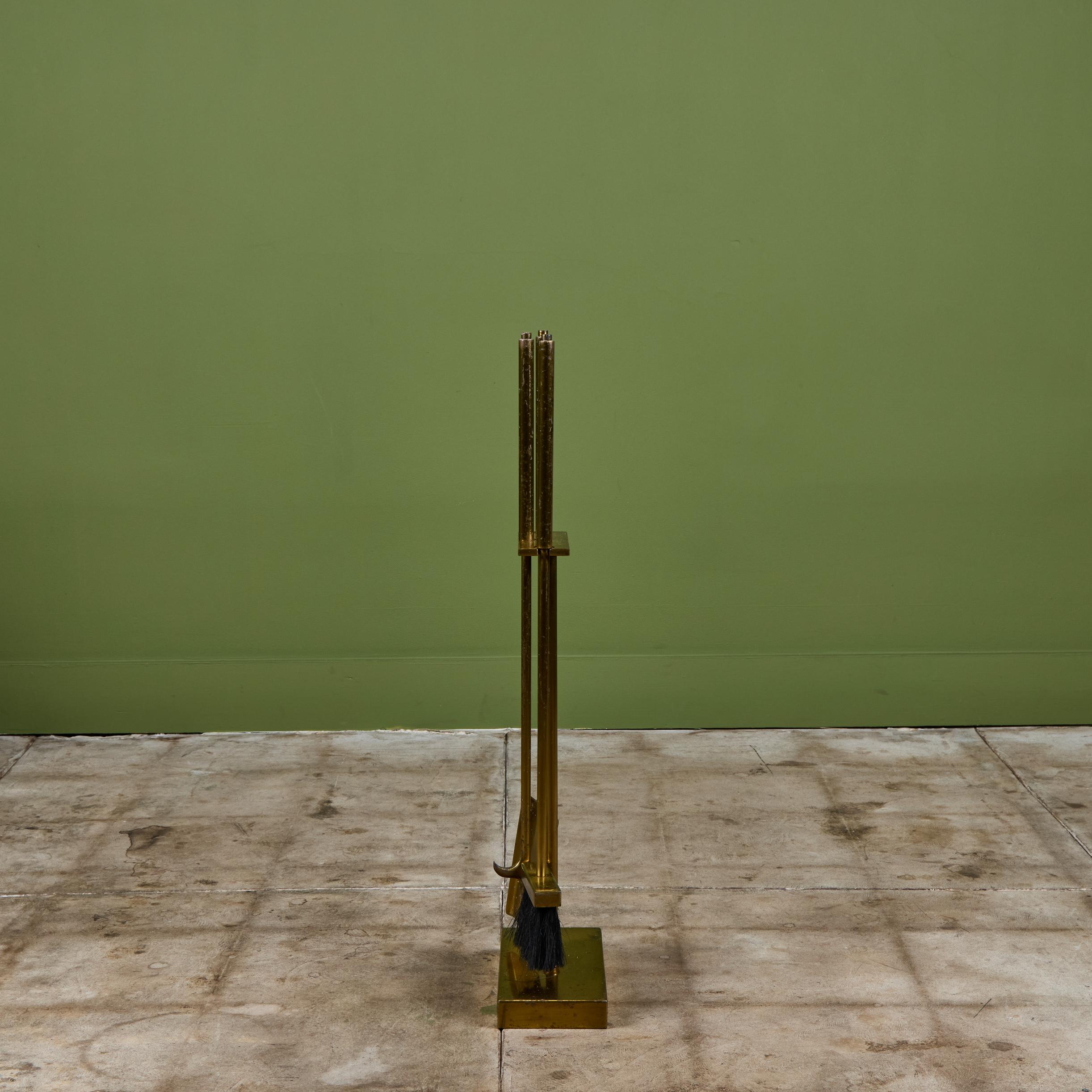 Brass Fireplace Tool Set For Sale 4