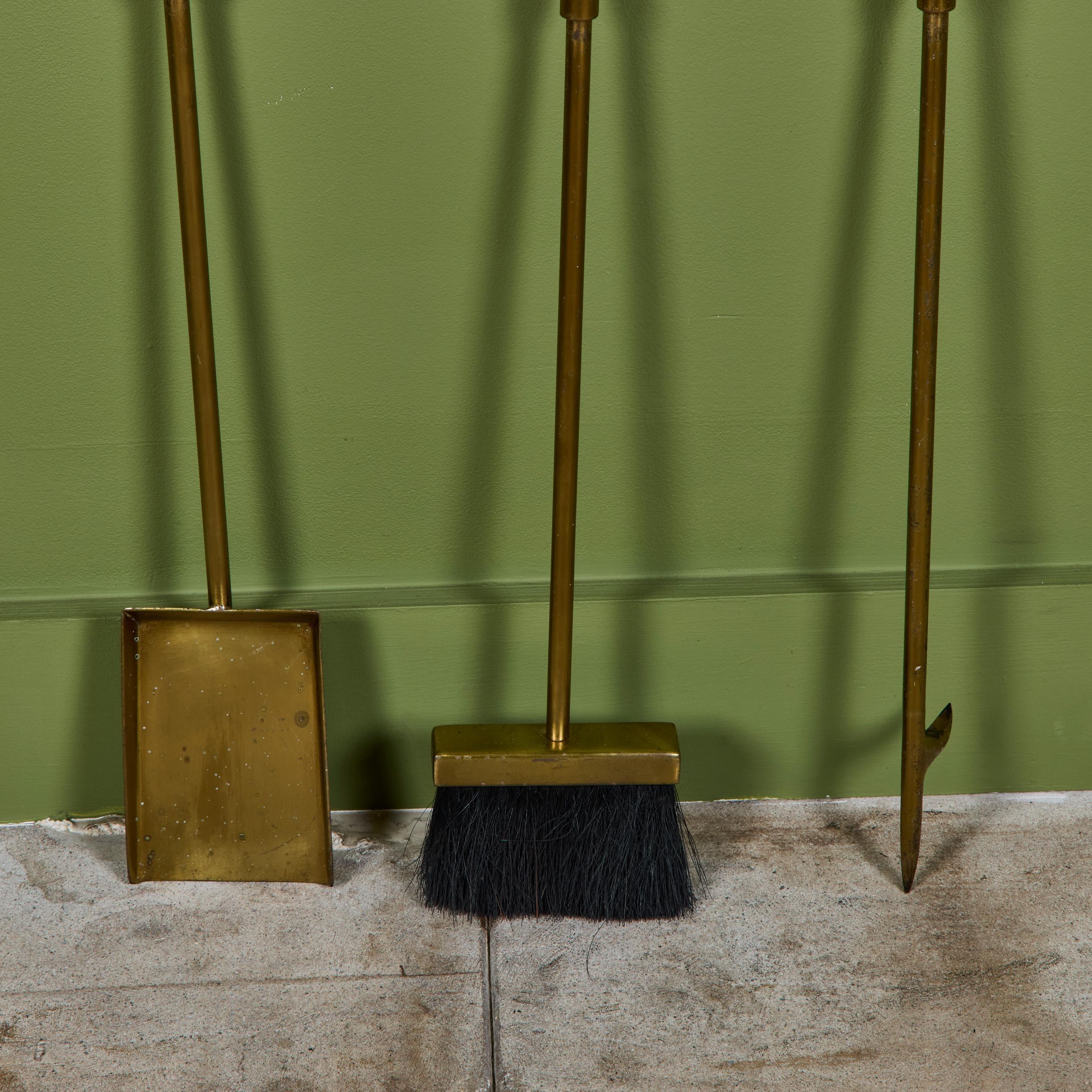 Brass Fireplace Tool Set For Sale 9
