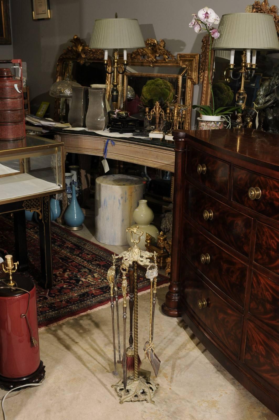 Victorian Brass Fireplace Tool Set