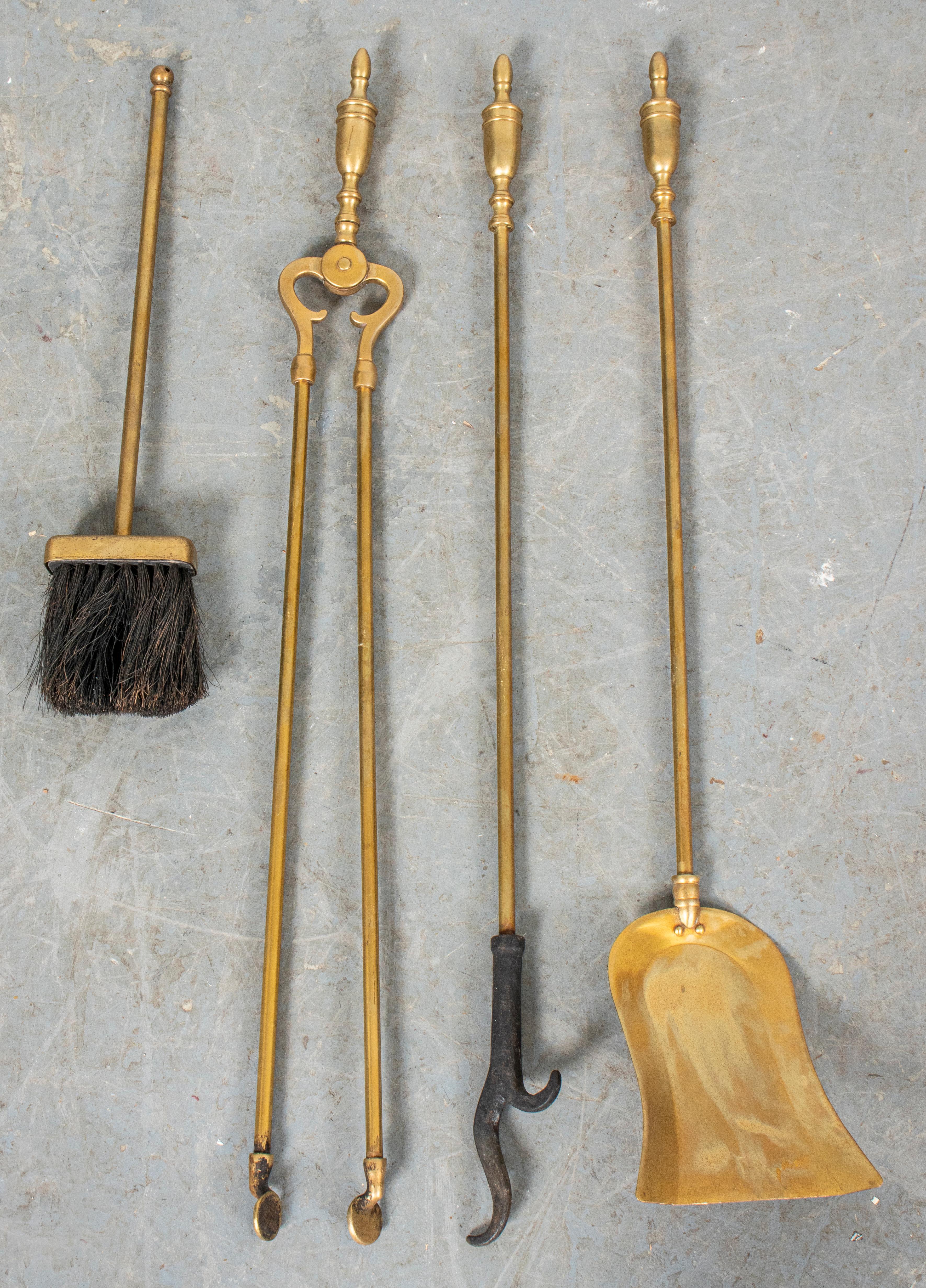 Brass Fireplace Tool Set In Good Condition In New York, NY
