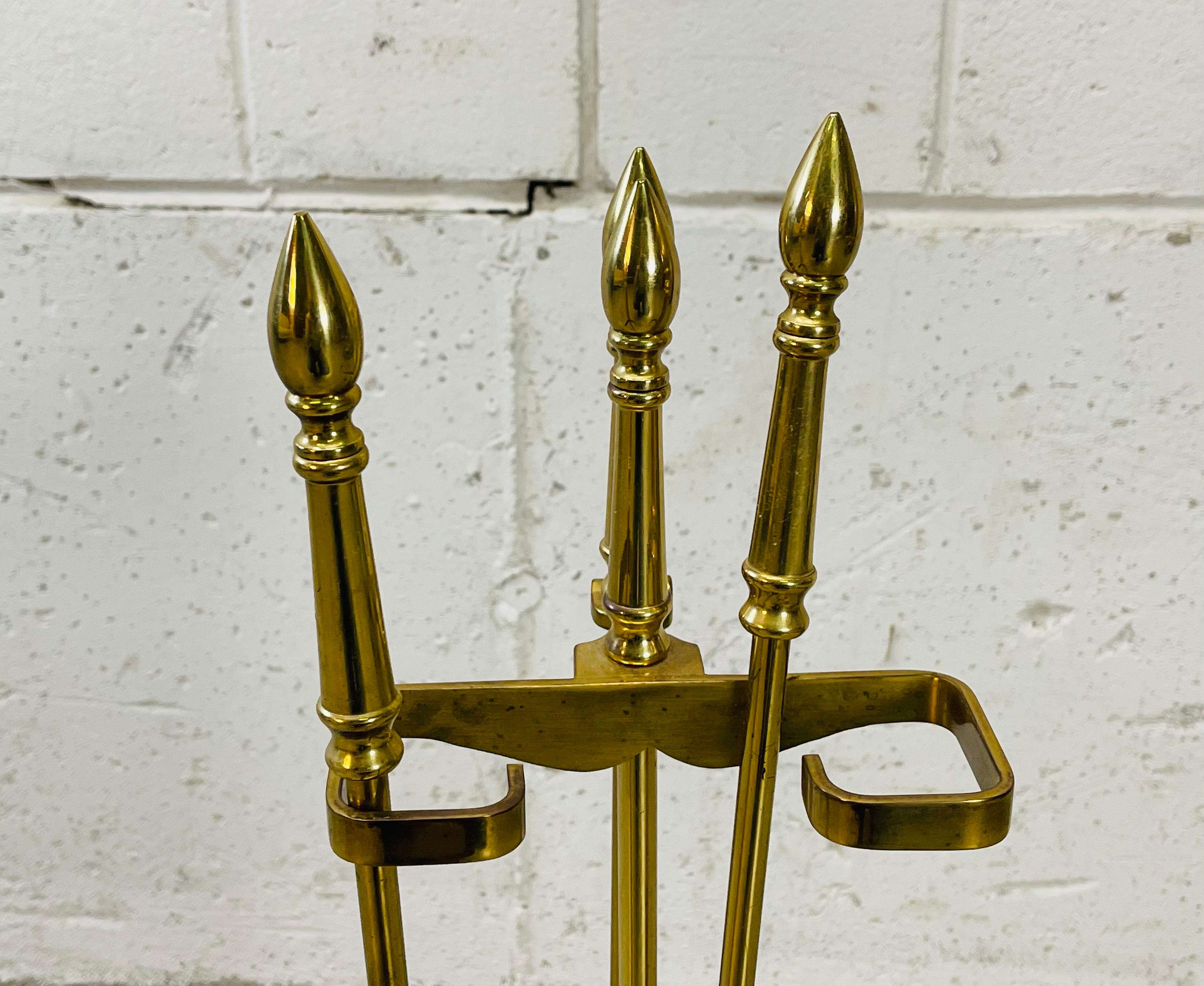 Brass Fireplace Tool Set For Sale 1