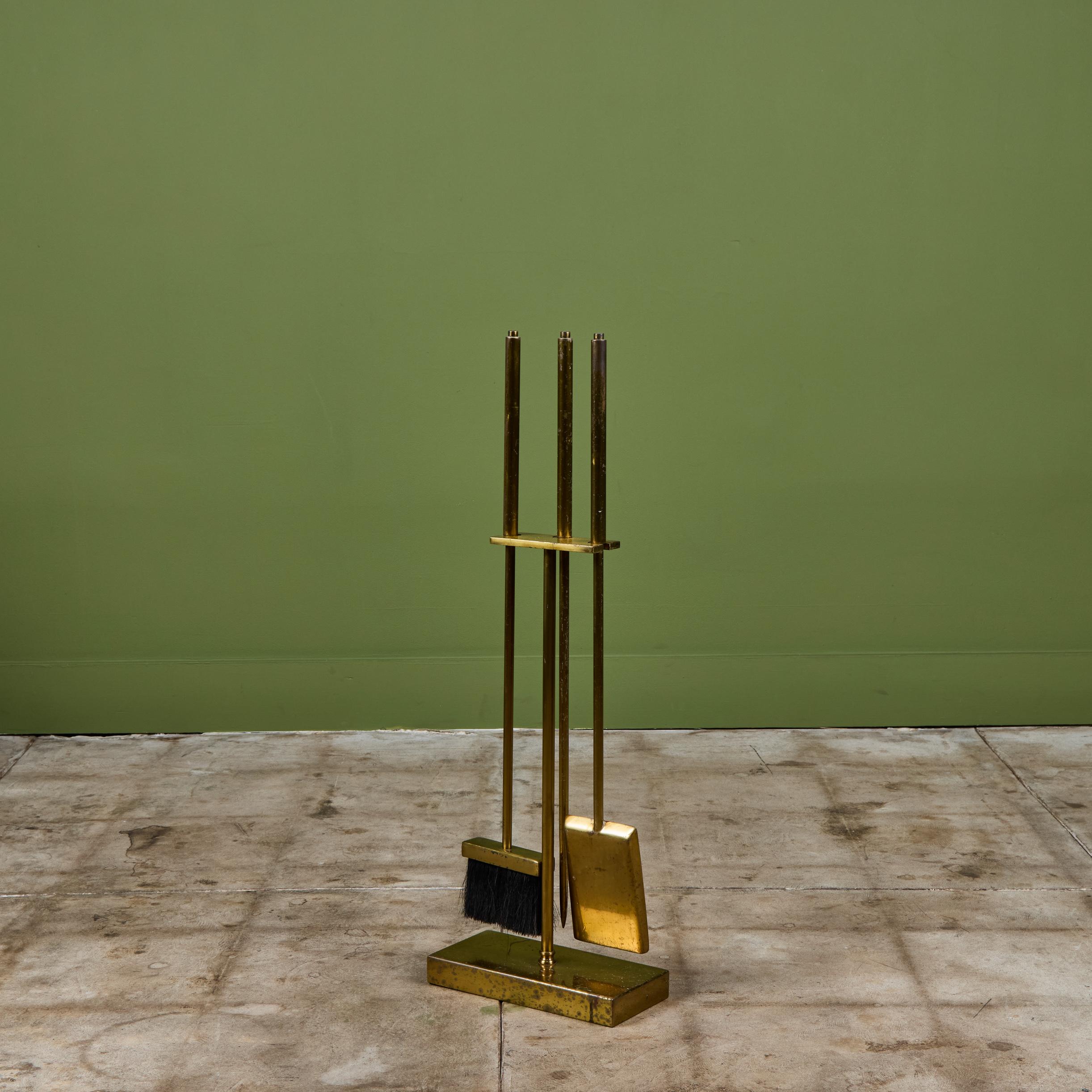 Brass Fireplace Tool Set For Sale 1