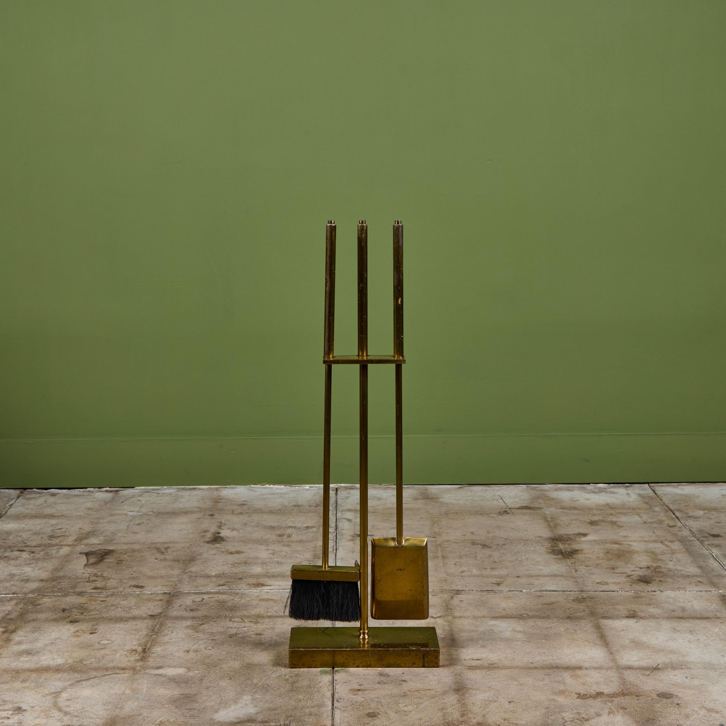 Brass Fireplace Tool Set For Sale 2