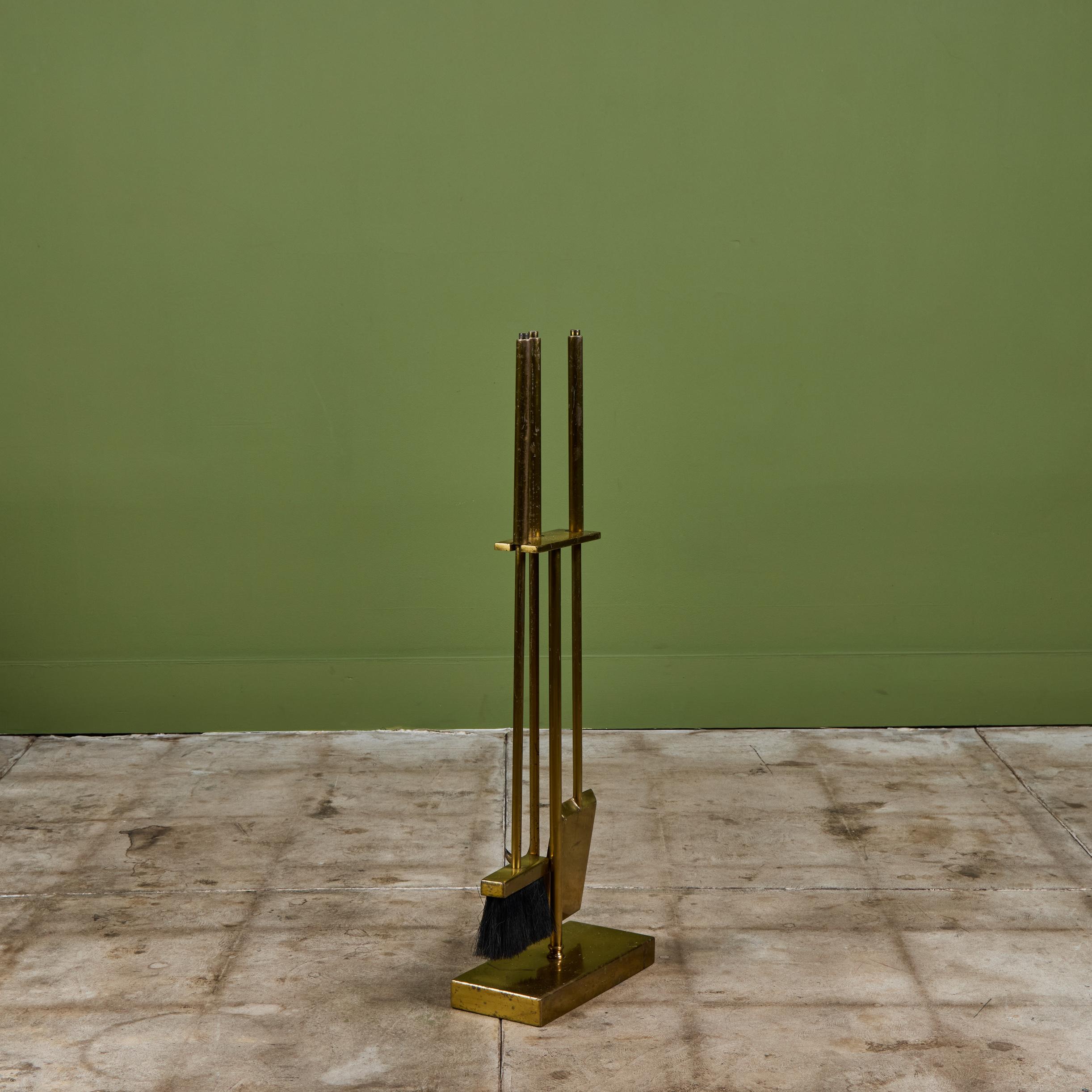 Brass Fireplace Tool Set For Sale 3