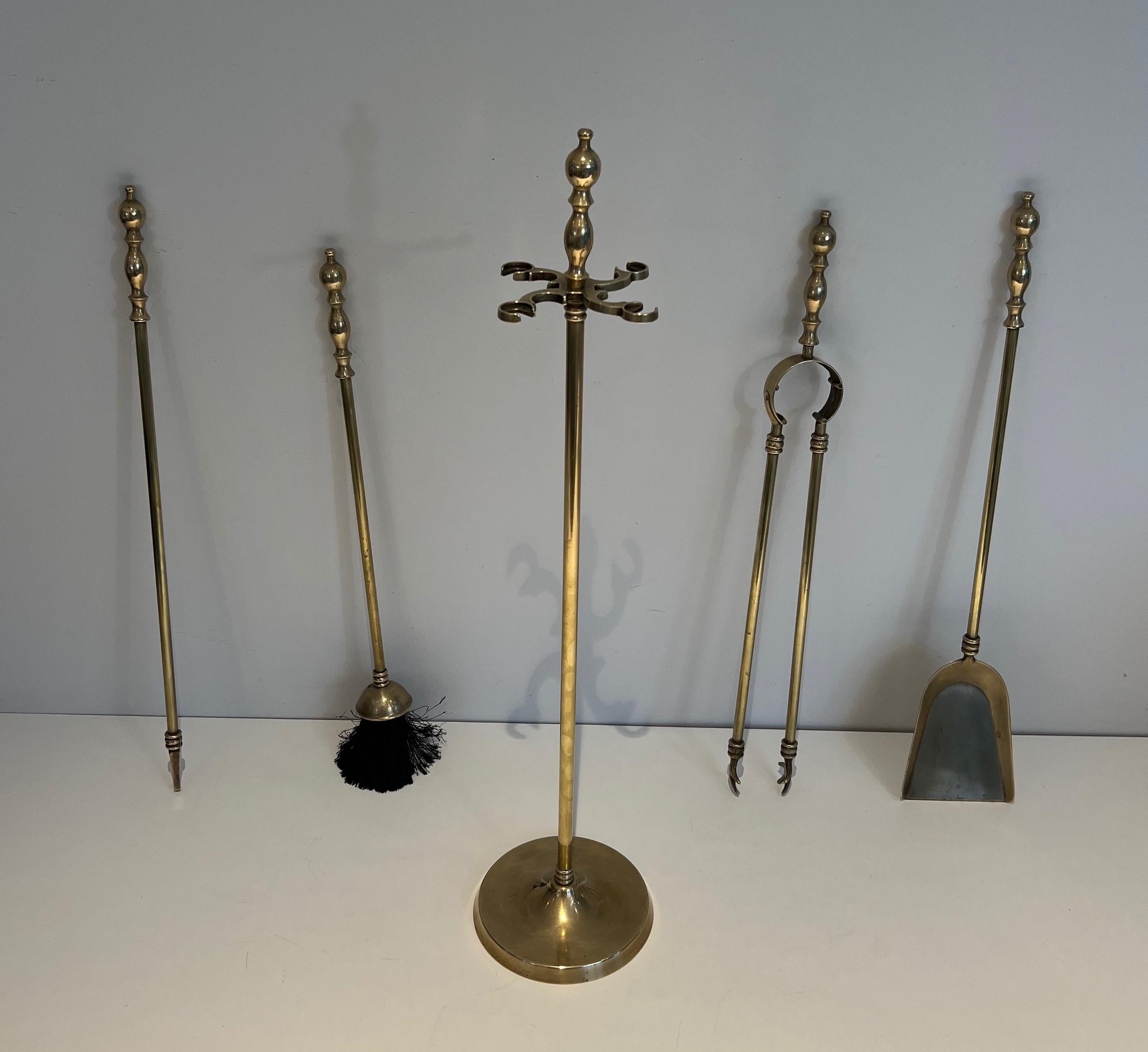 Neoclassical Brass Fireplace Tools For Sale