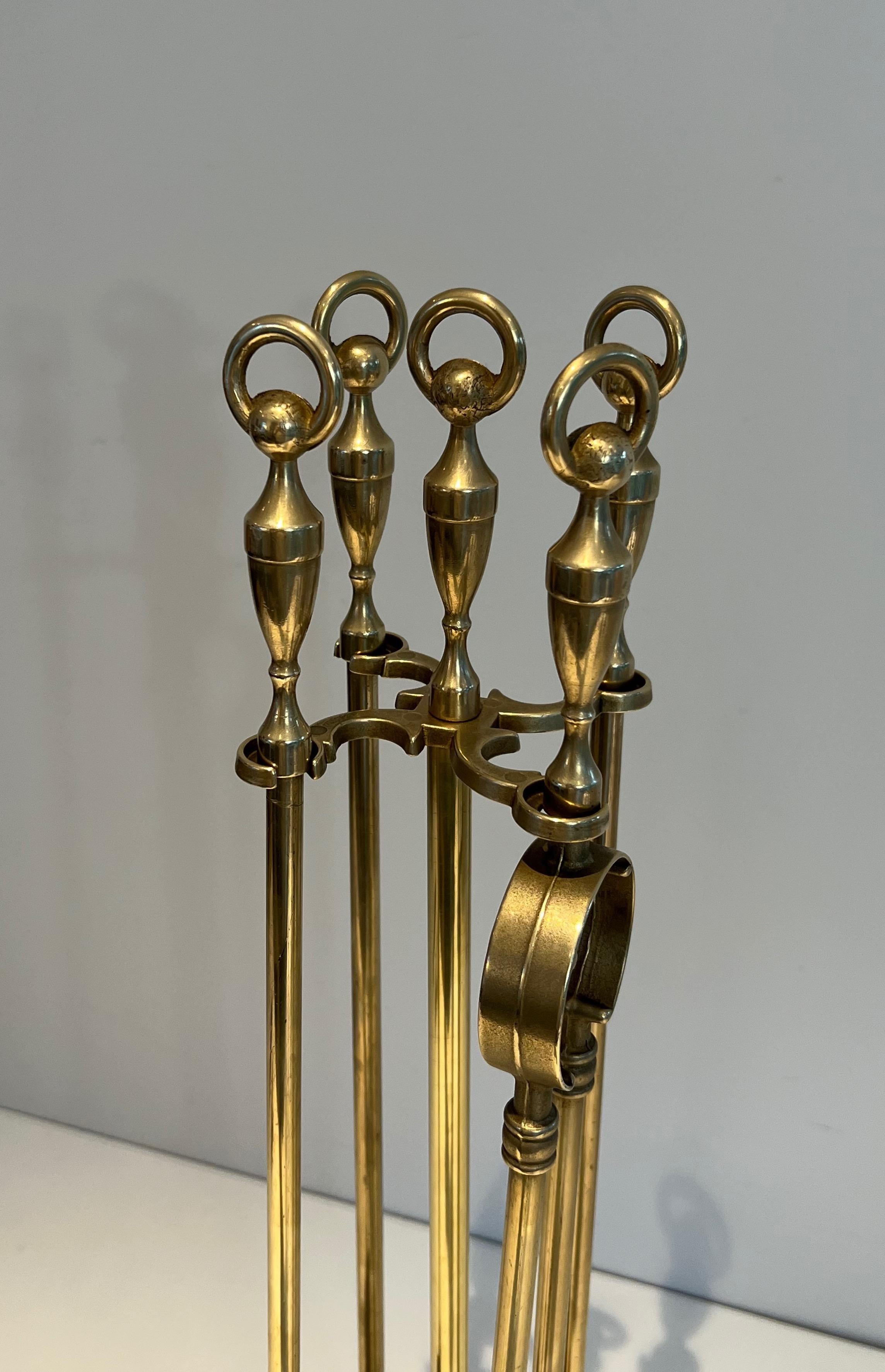 Neoclassical Brass Fireplace Tools For Sale