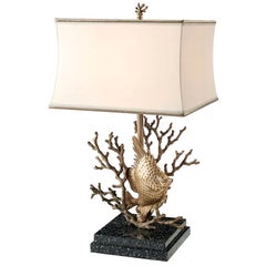 Brass Fish and Coral Table Lamp