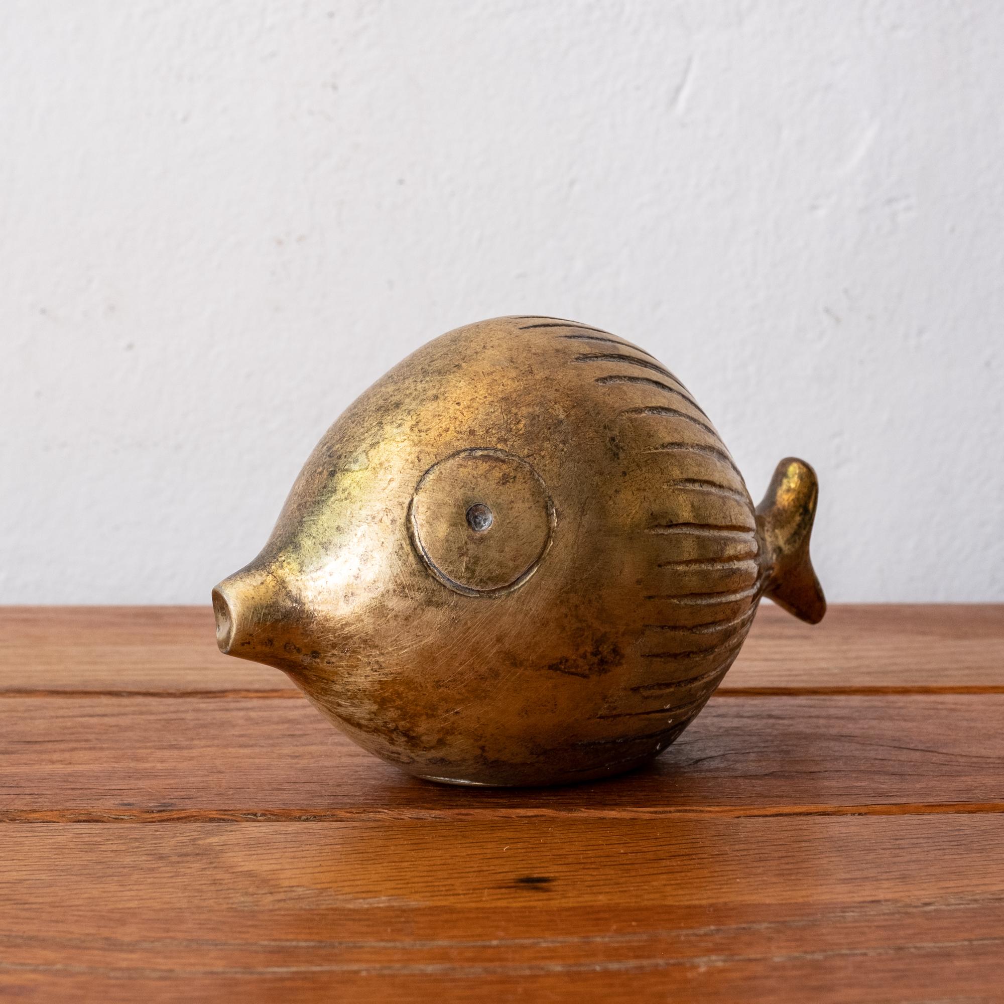 Mid-Century Modern Brass Fish Bank by Ben Seibel for Jenfred-Ware