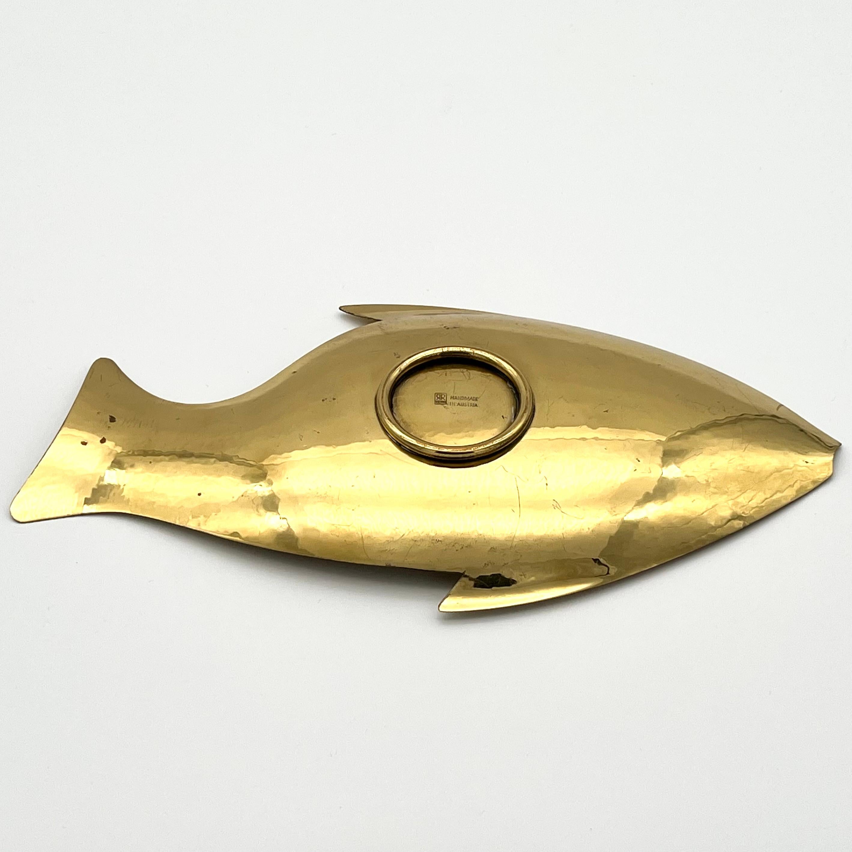 Mid-Century Modern Brass Fish Bowl by Richard Rohac, Signed, Handmade in Austria, 1950s For Sale