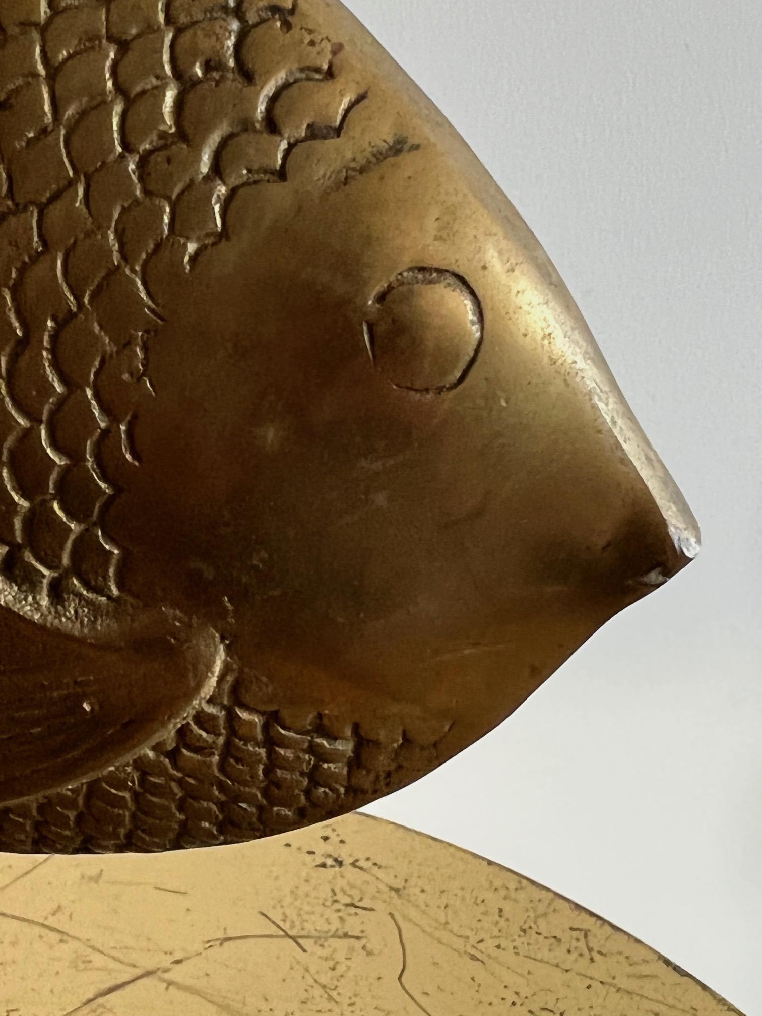 Mid-Century Modern Brass Fish Sculpture by Rosenthall Netter For Sale