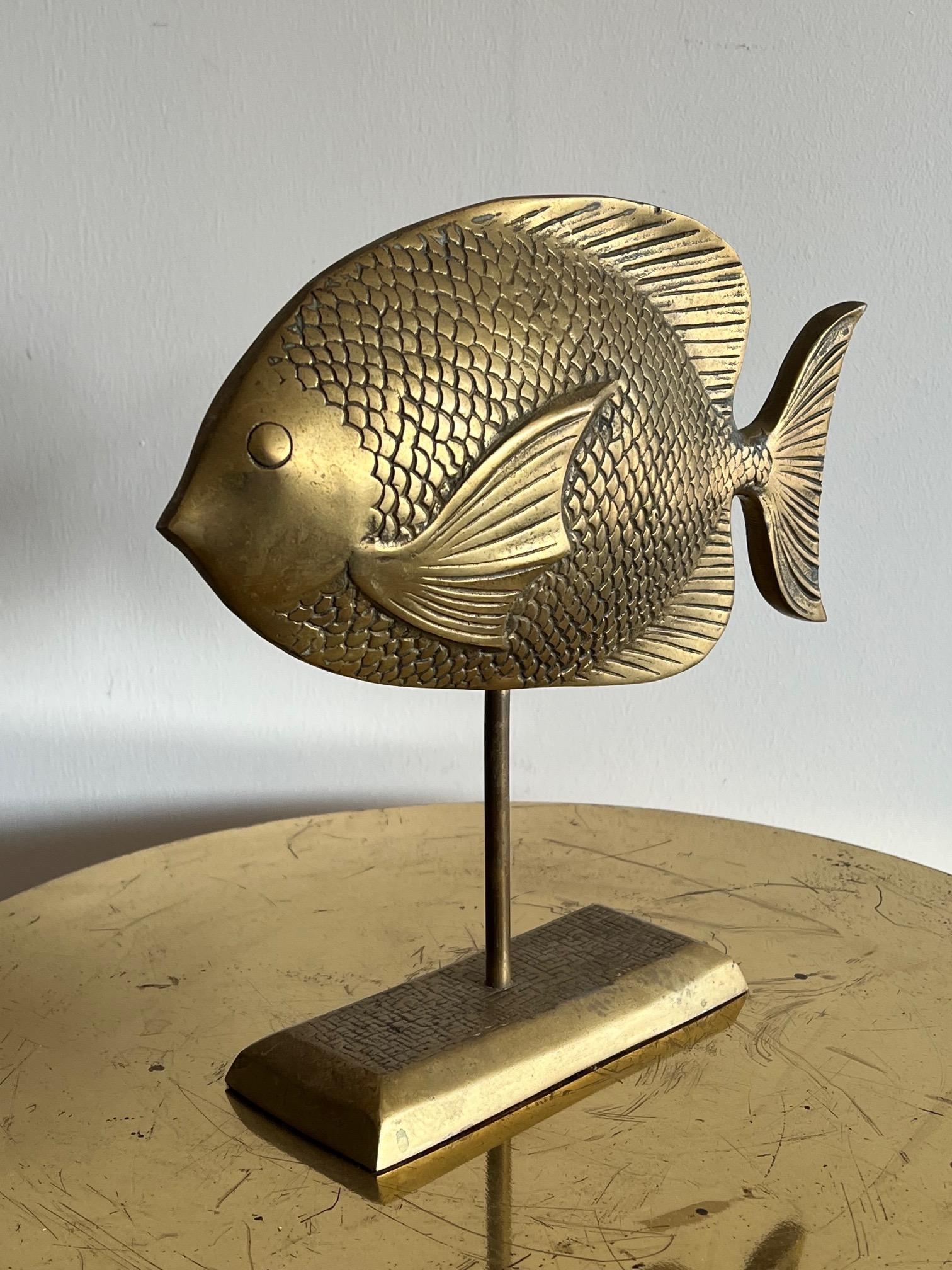 Brass Fish Sculpture by Rosenthall Netter In Good Condition For Sale In St.Petersburg, FL