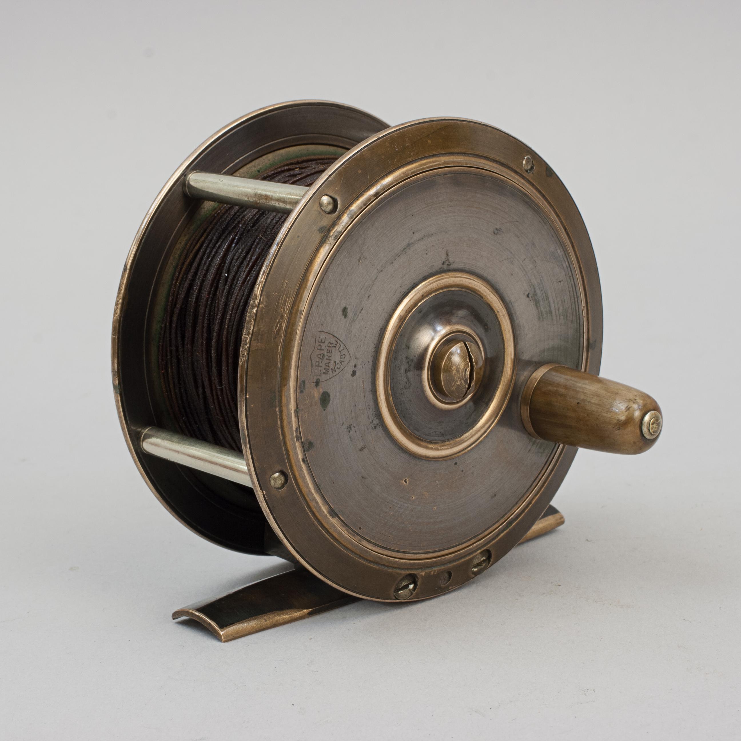 Edwardian Brass Fishing Reel by Pape of Newcastle