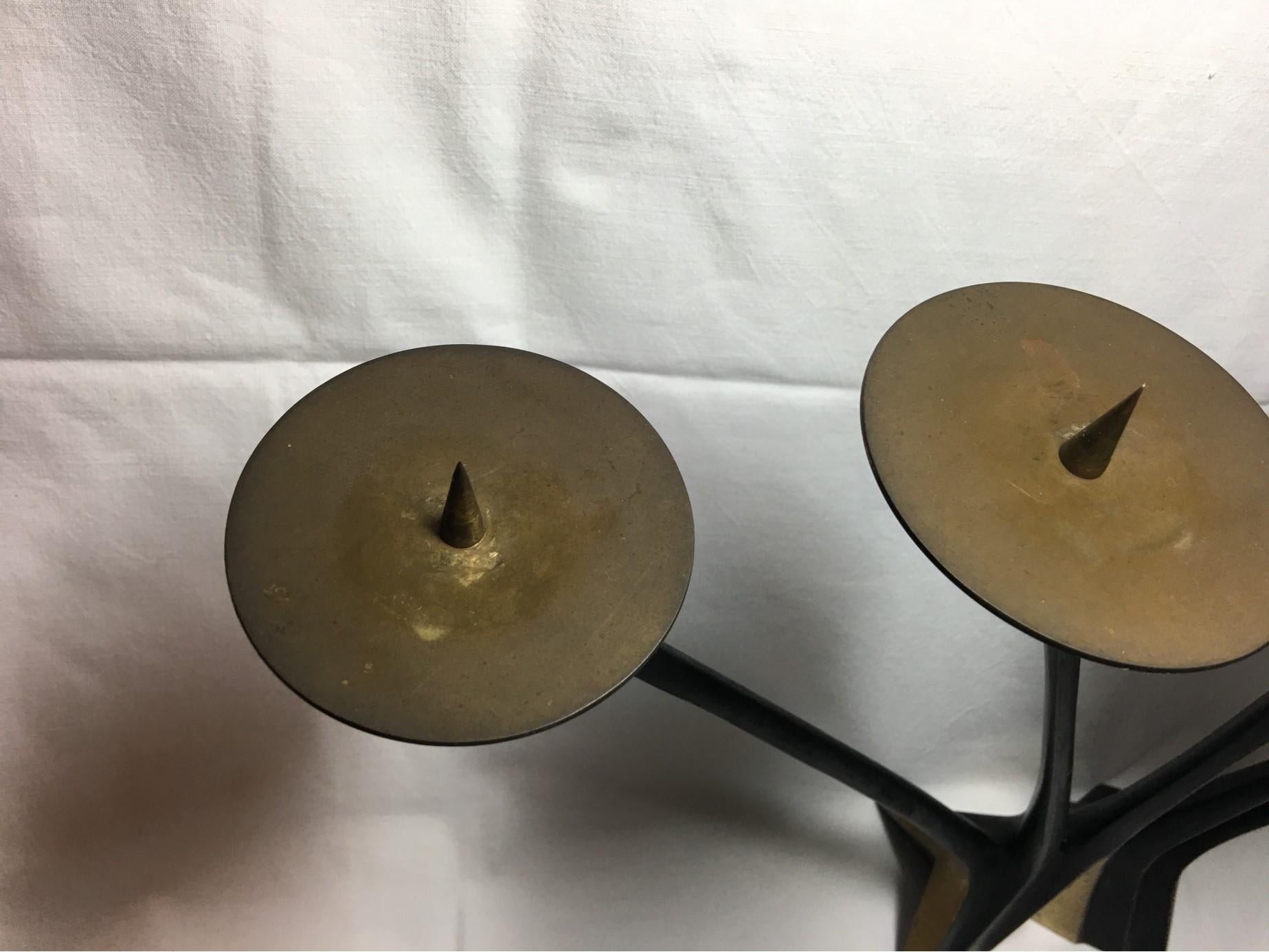 Brass Five-Armed Candleholder by Klaus Ullrich for Faber & Schumacher, 1950s In Good Condition For Sale In Frisco, TX