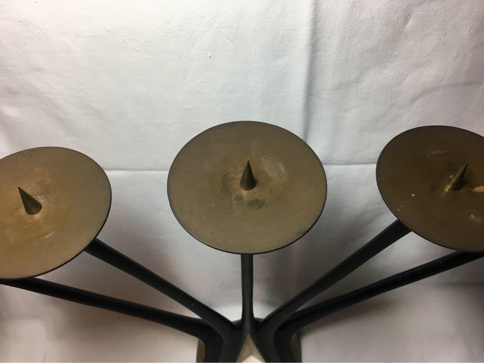 Mid-20th Century Brass Five-Armed Candleholder by Klaus Ullrich for Faber & Schumacher, 1950s For Sale