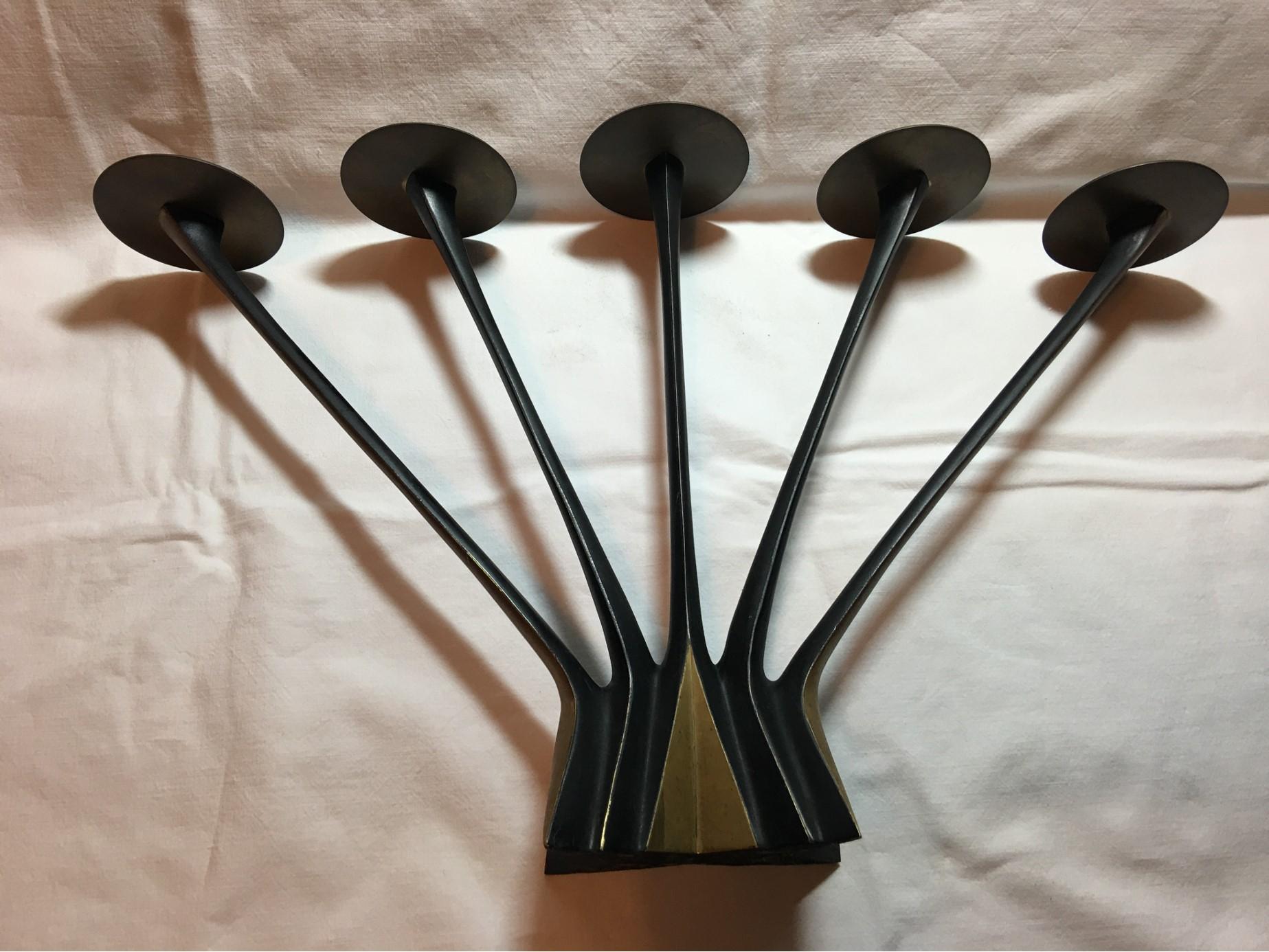 Brass Five-Armed Candleholder by Klaus Ullrich for Faber & Schumacher, 1950s For Sale 2