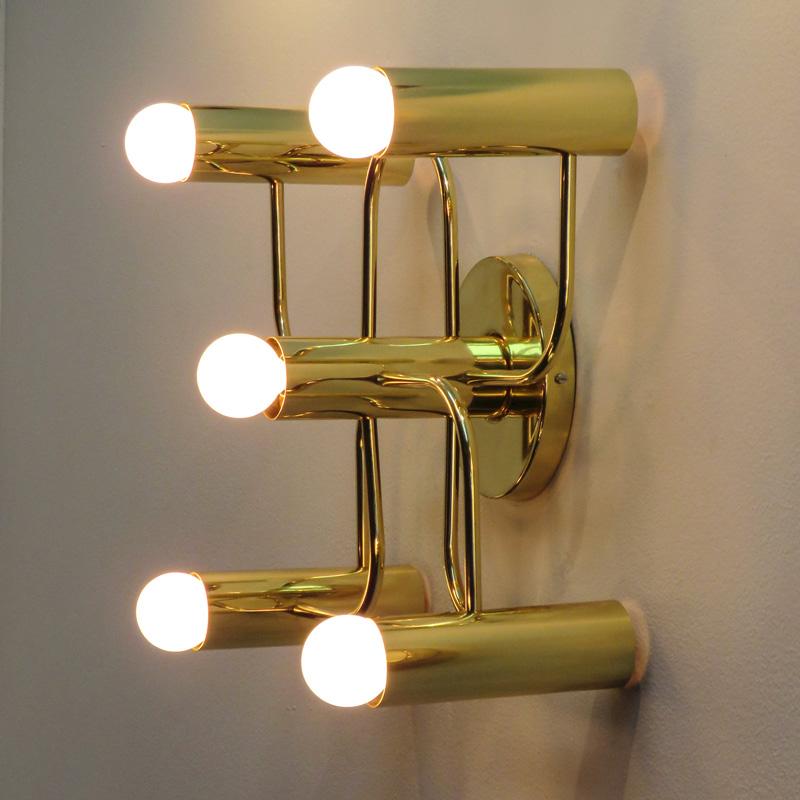 Brass Five-Light Wall Lamps by Leola, 1970 For Sale 3