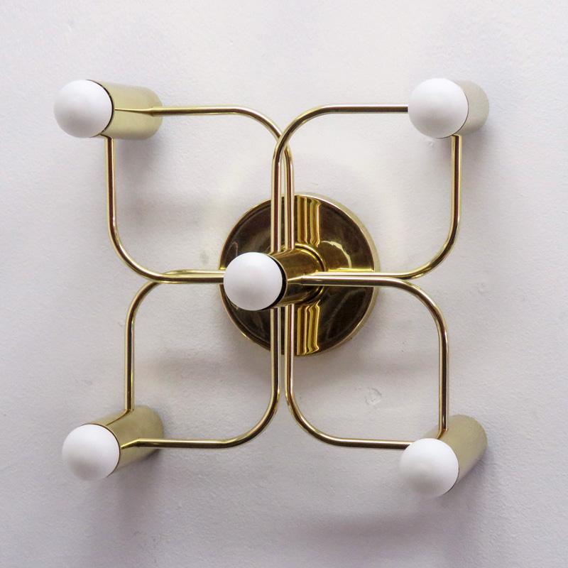 Mid-Century Modern Brass Five-Light Wall Lamps by Leola, 1970 For Sale