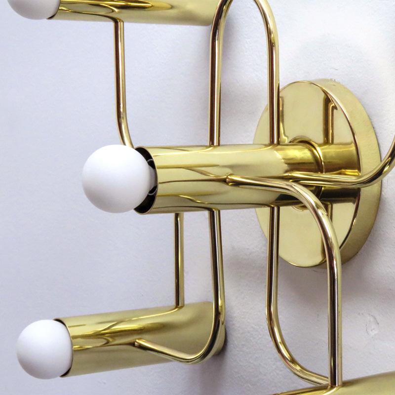Brass Five-Light Wall Lamps by Leola, 1970 In Good Condition For Sale In Los Angeles, CA