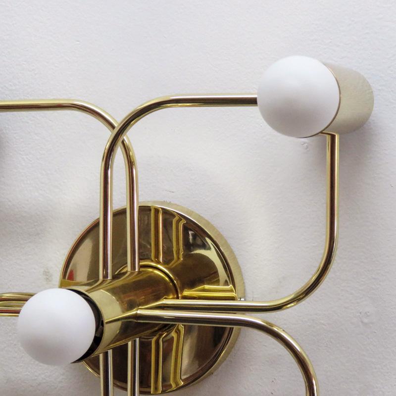 Late 20th Century Brass Five-Light Wall Lamps by Leola, 1970 For Sale