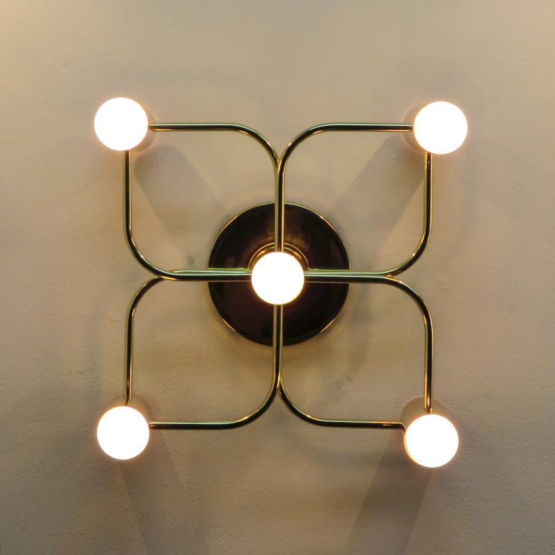 Brass Five-Light Wall Lamps by Leola, 1970 For Sale 1