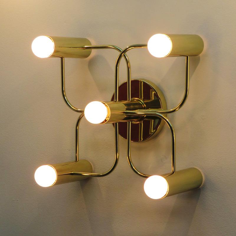 Brass Five-Light Wall Lamps by Leola, 1970 For Sale 2