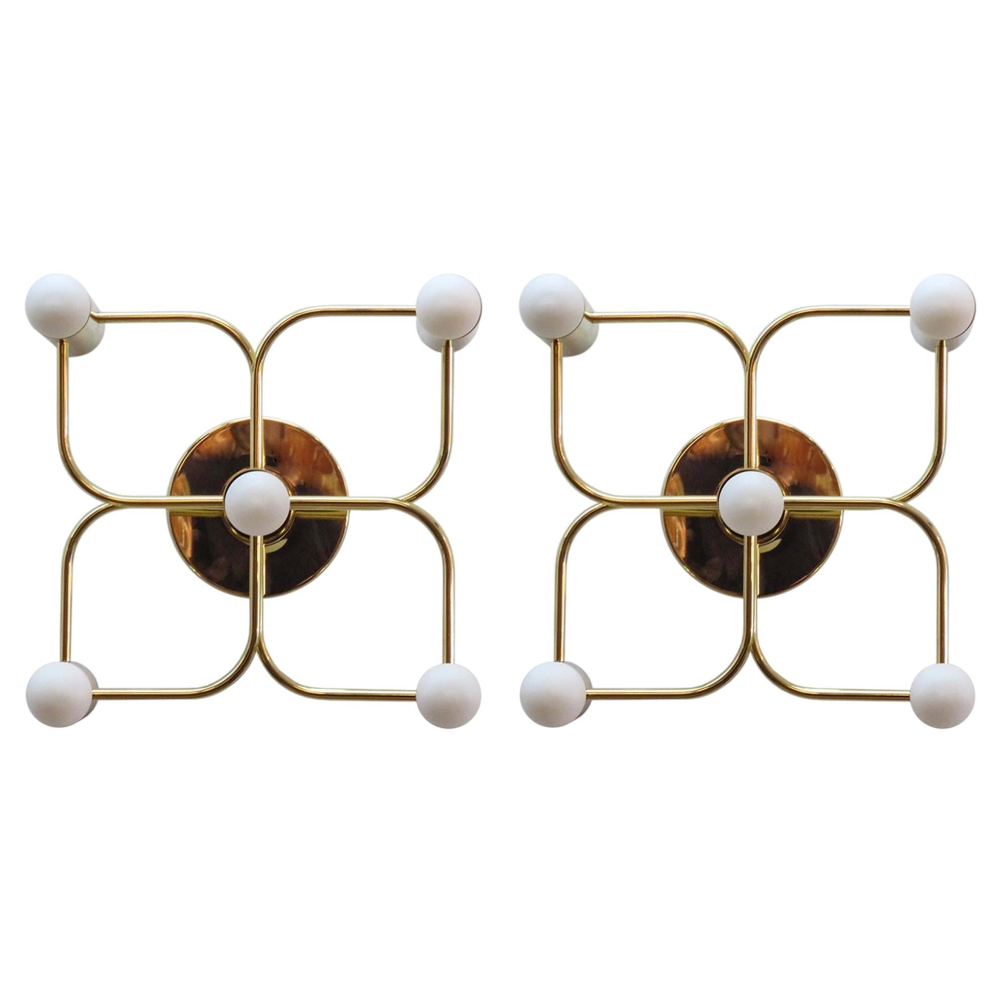 Brass Five-Light Wall Lamps by Leola, 1970 For Sale