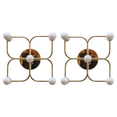 Brass Five-Light Wall Lamps by Leola, 1970