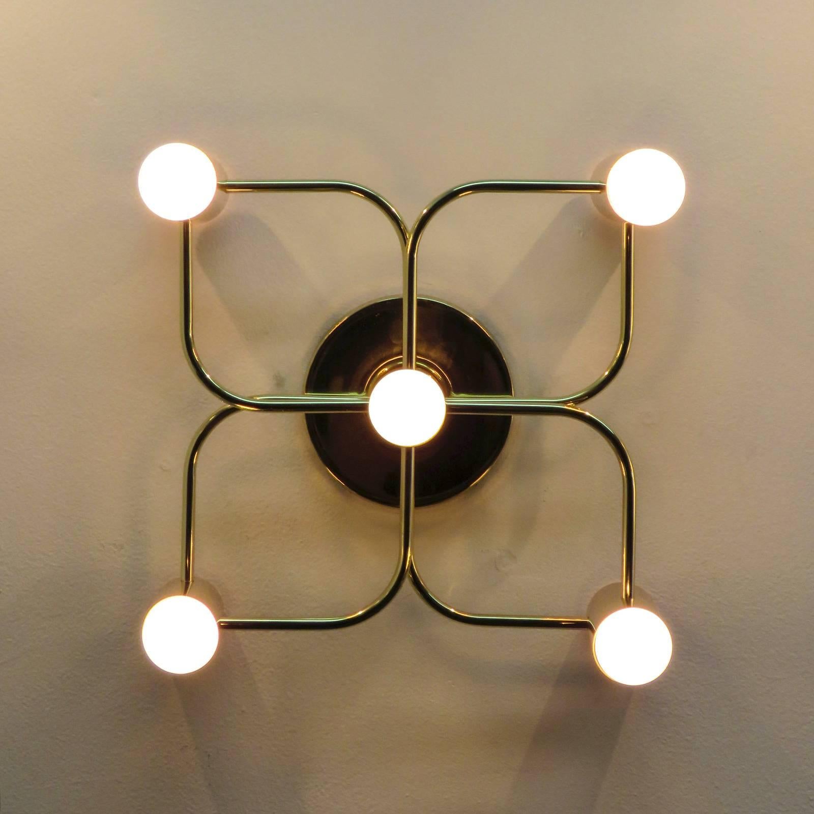 Brass Five-Light Wall Lamps by Leola 1