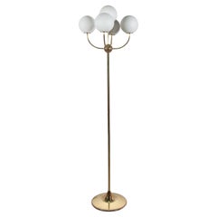 Vintage Brass Five Opal Globe Floor Lamp, 1970s, Germany