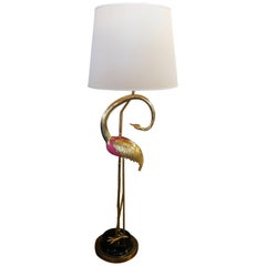 Brass Flamingo Floor Lamp in the Manner of Antonio Pavia